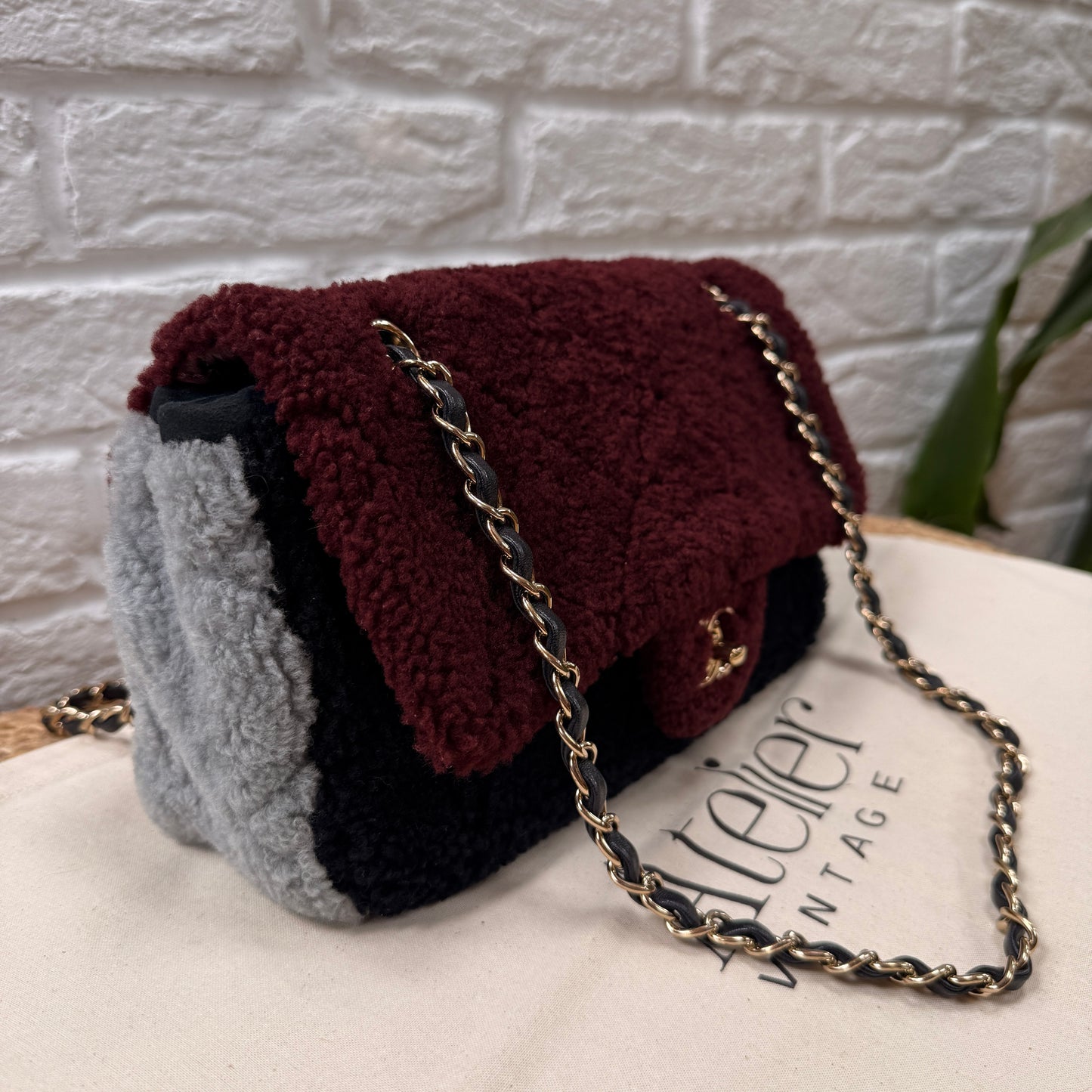 Chanel 2019 Shearling Tri Color Single Flap