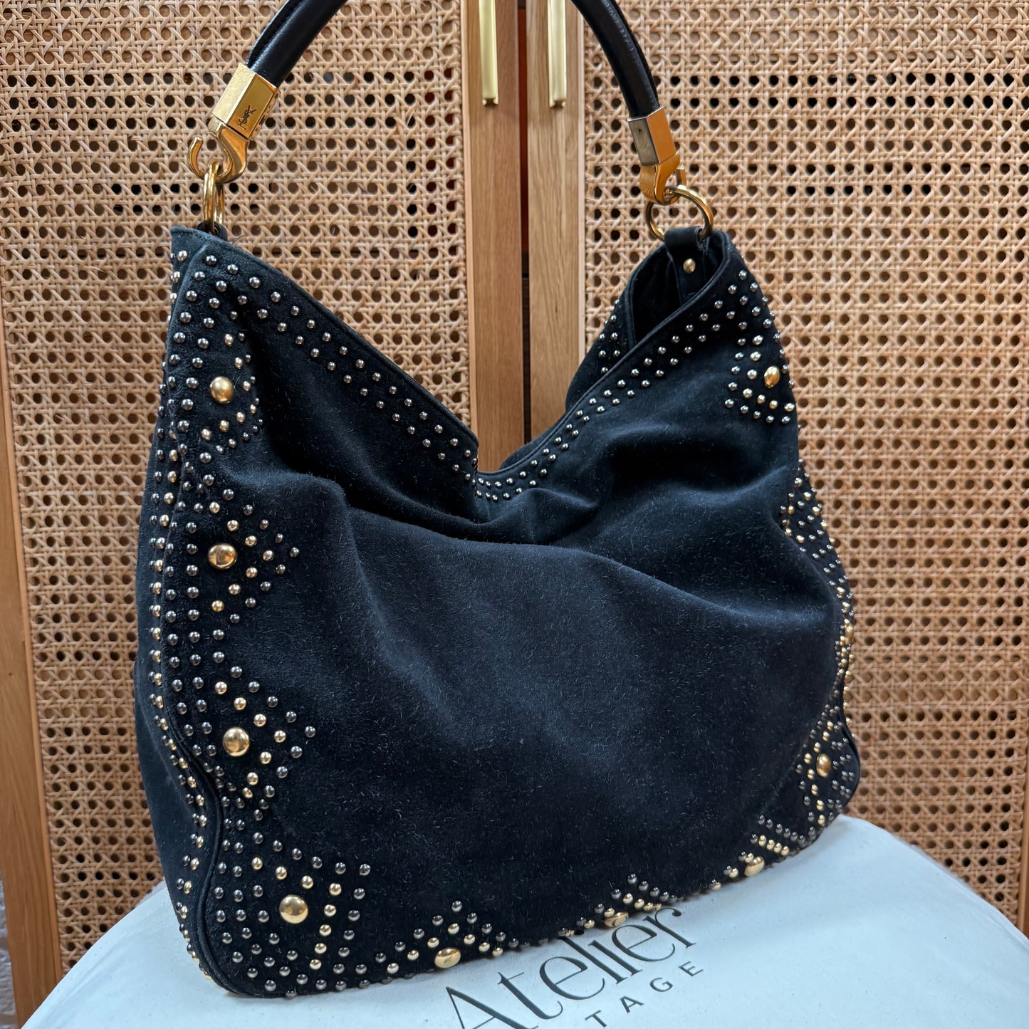 Saint Laurent 2008 Besace Suede & Studded Tote