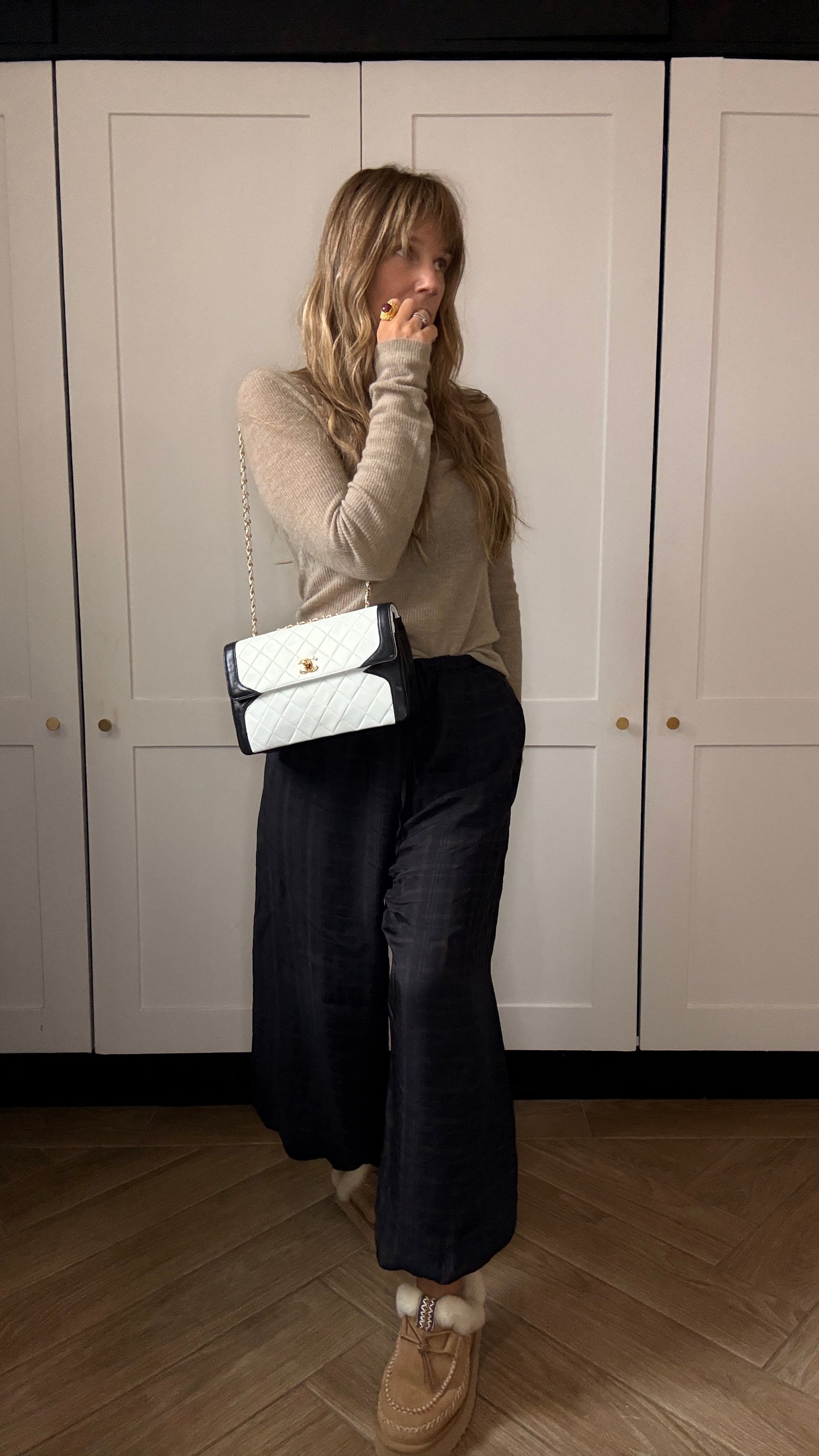 Chanel 1986 Rare Ivory & Navy Limited Edition Single Flap