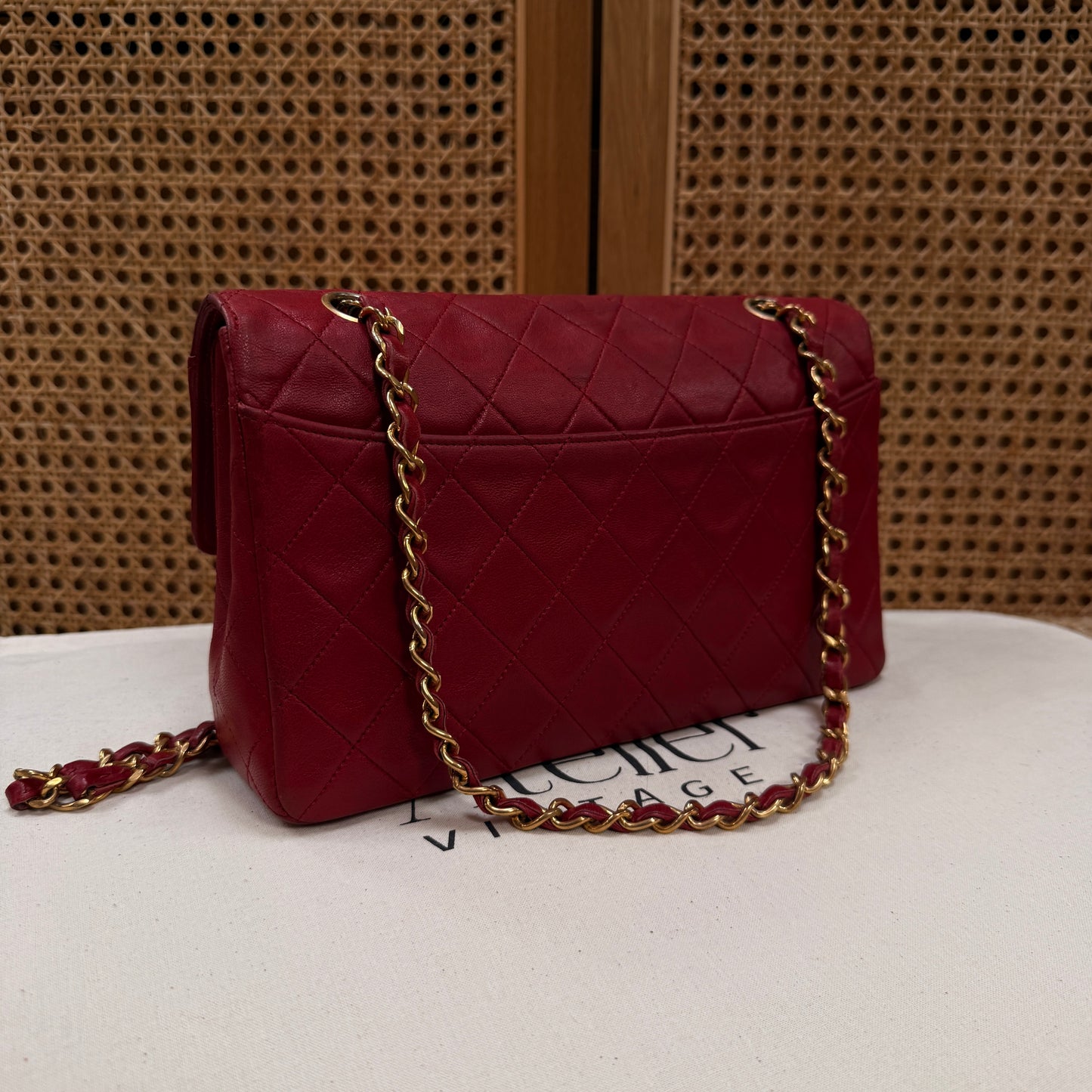 Chanel 1989 Red Classic Single Flap with purse