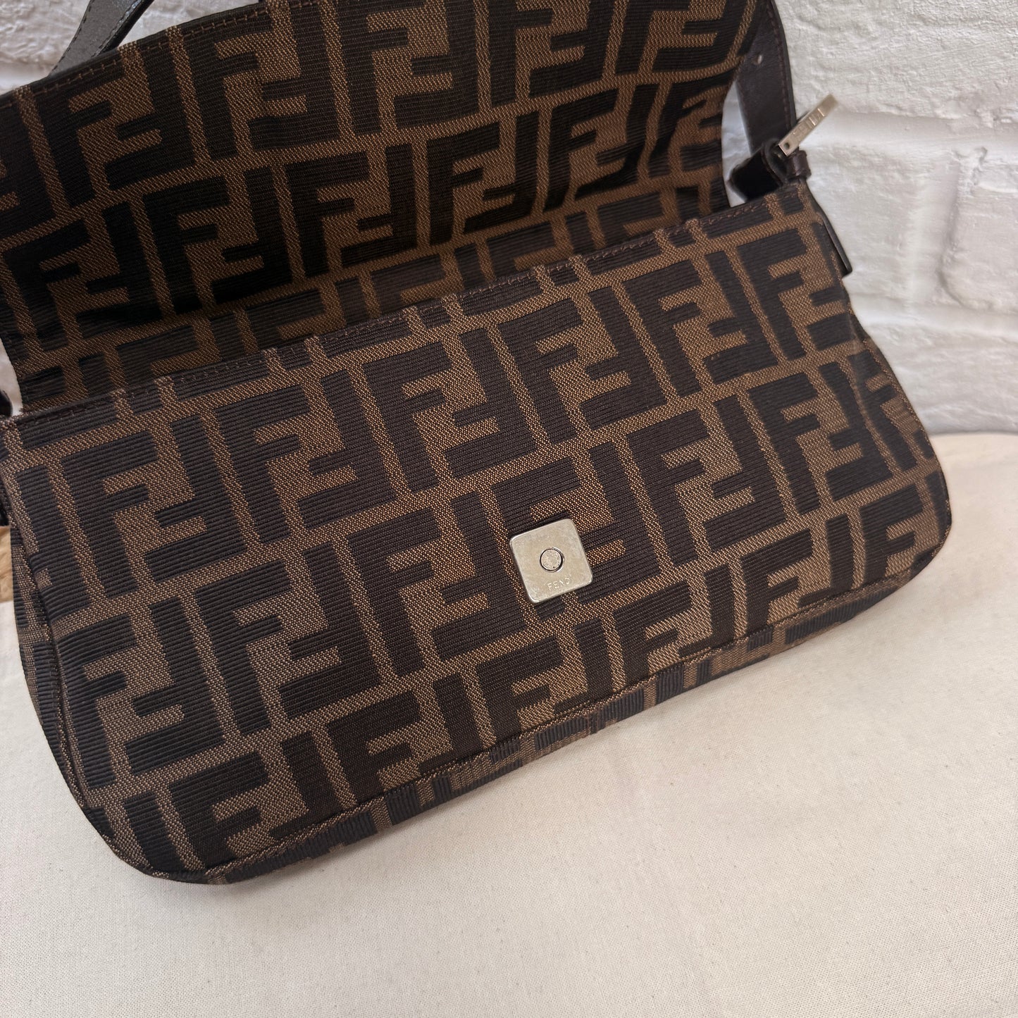 Fendi 1990s Original Baguette in Brown Zucca Print Canvas