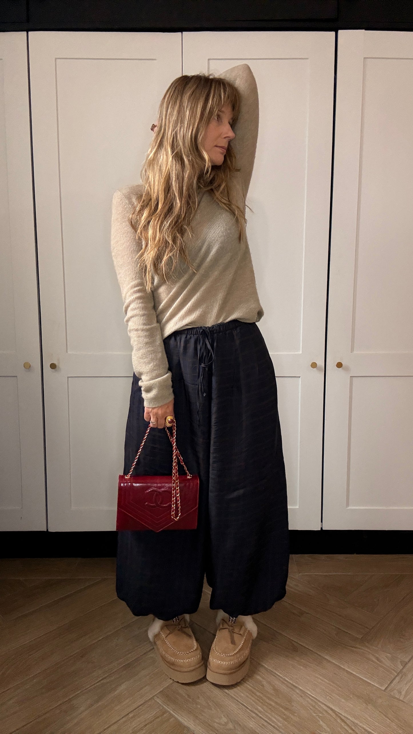 Chanel 1986 Rare Red Exotic Leather Envelope Flap