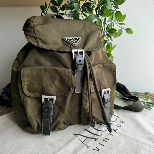 Prada Khaki Nylon Back Pack