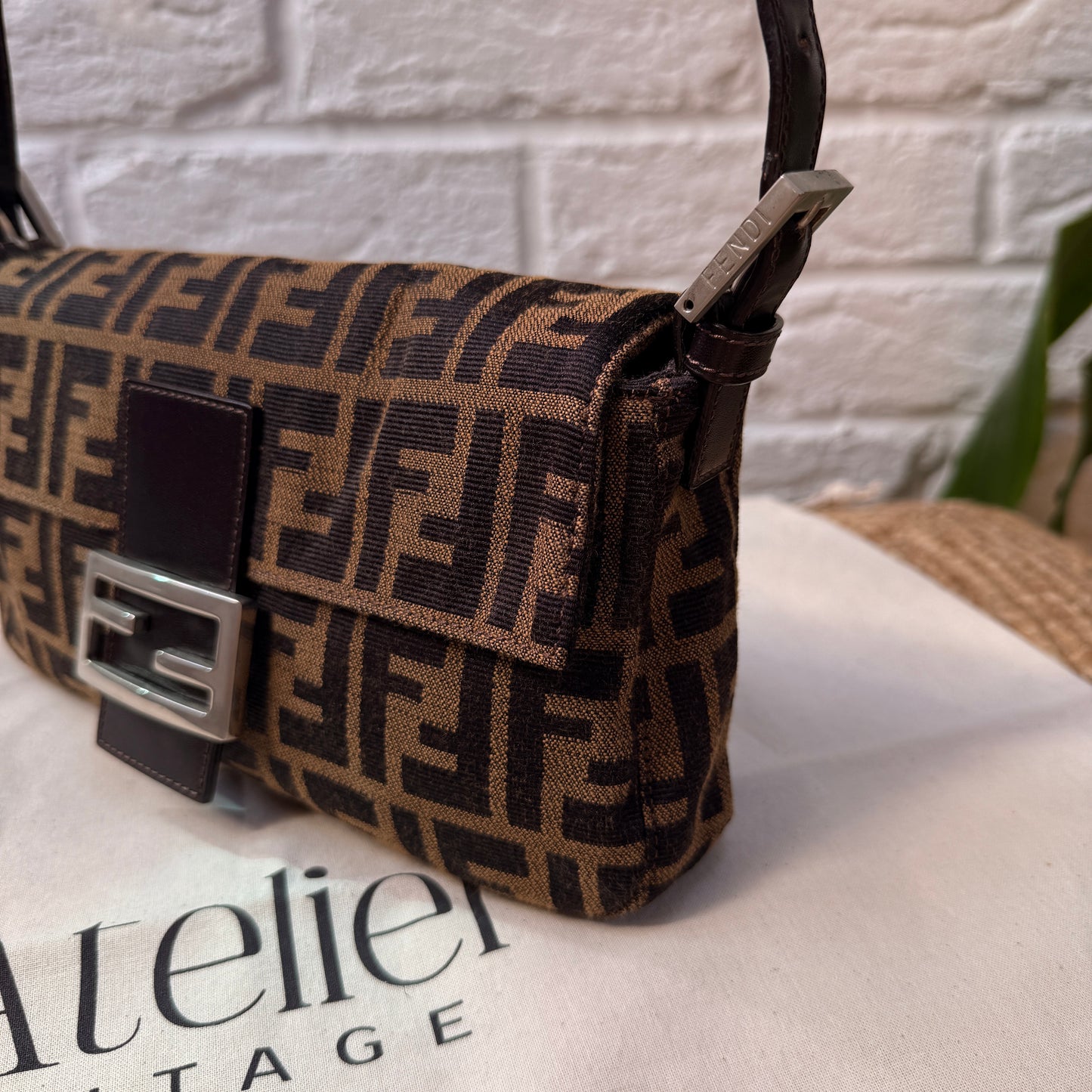 Fendi 1990s Original Baguette in Brown Zucca Print Canvas