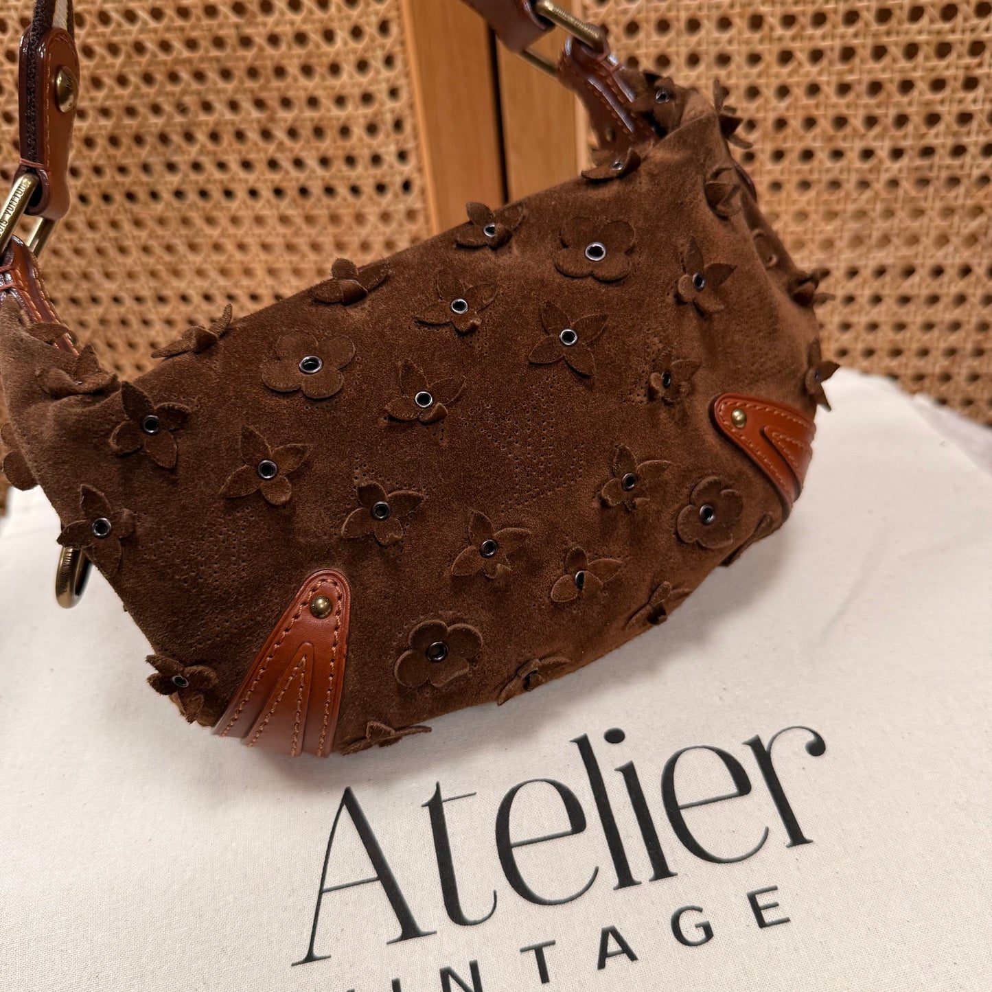 Louis Vuitton 2008 Rare Brown Suede Flower Mahina Onatah PM