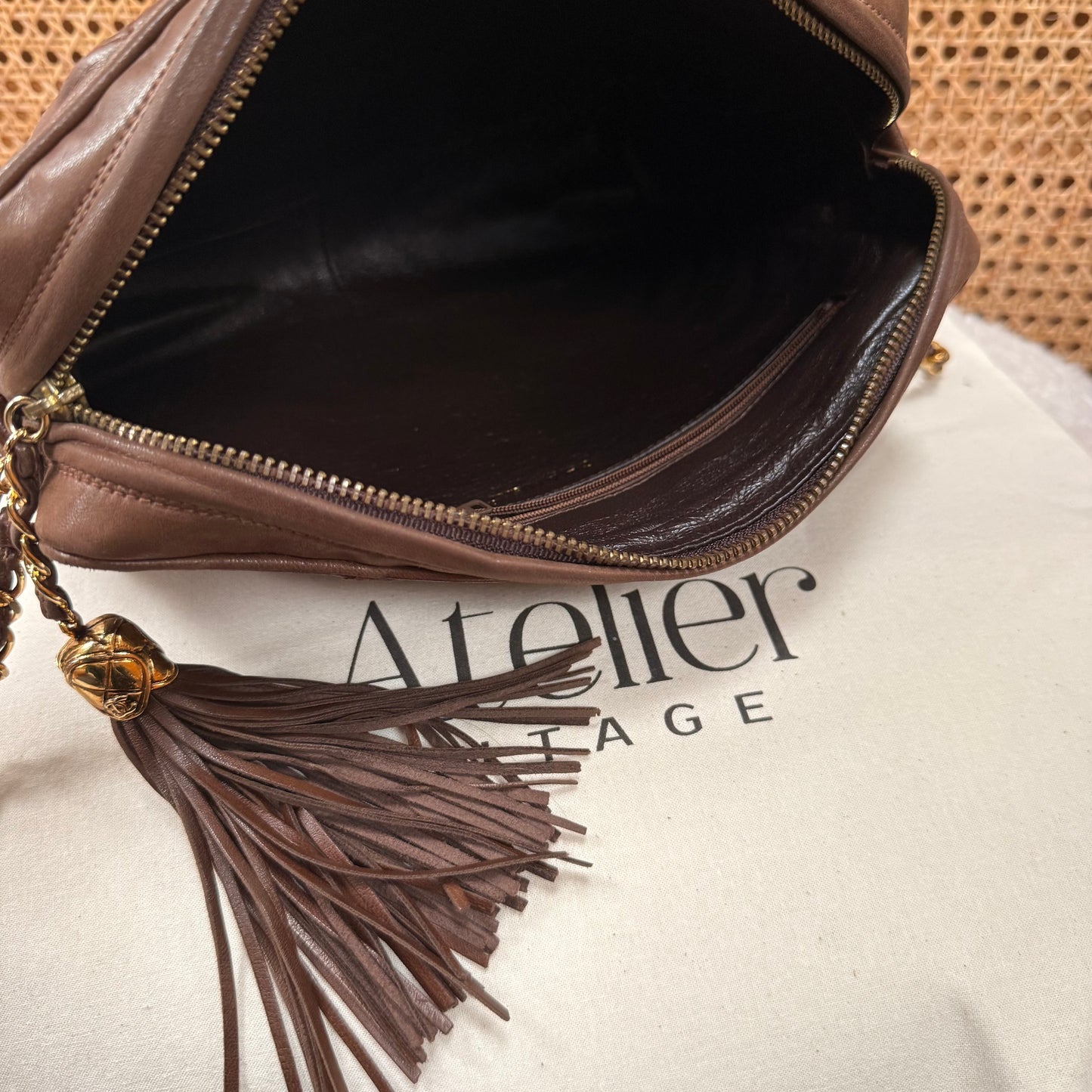 Chanel 1989 Super Rare Dark Tan Tassel Camera Bag