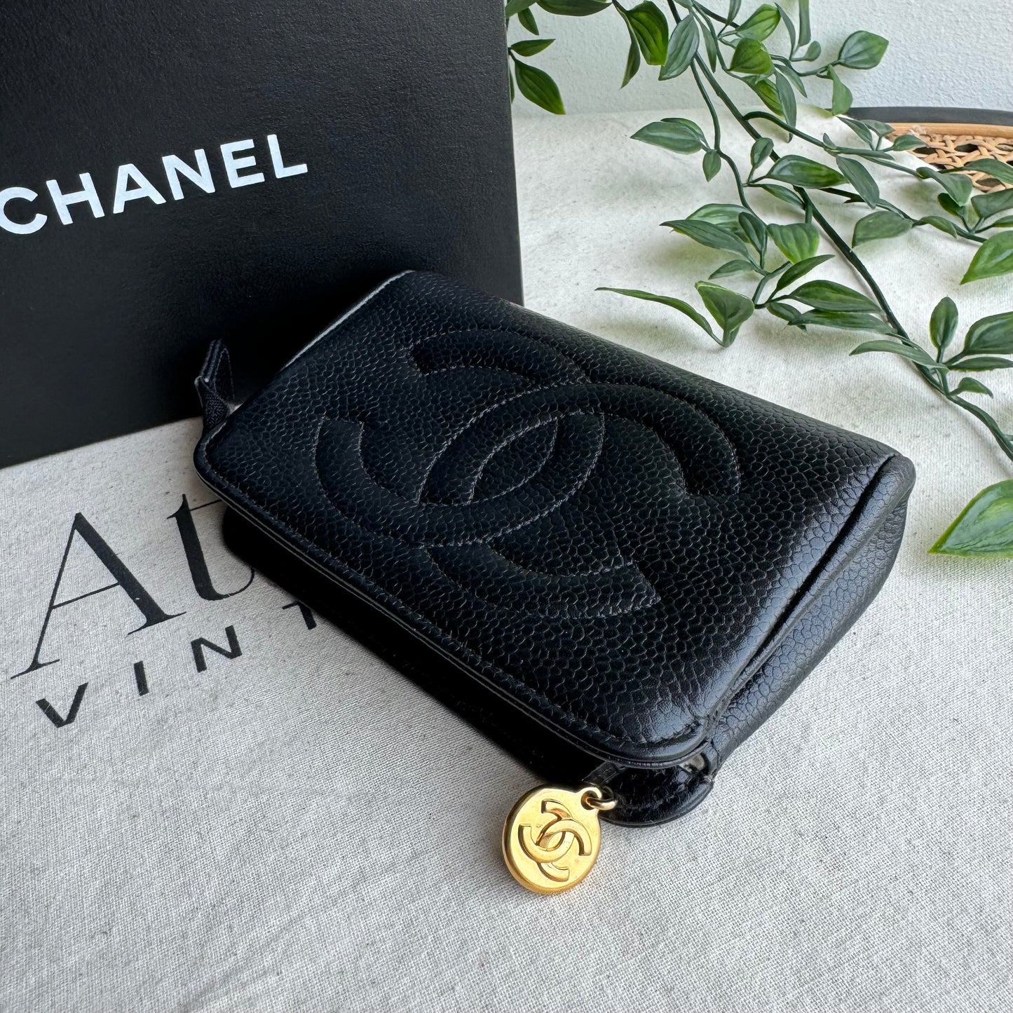 Chanel 1994 CC Caviar Pouch with Box