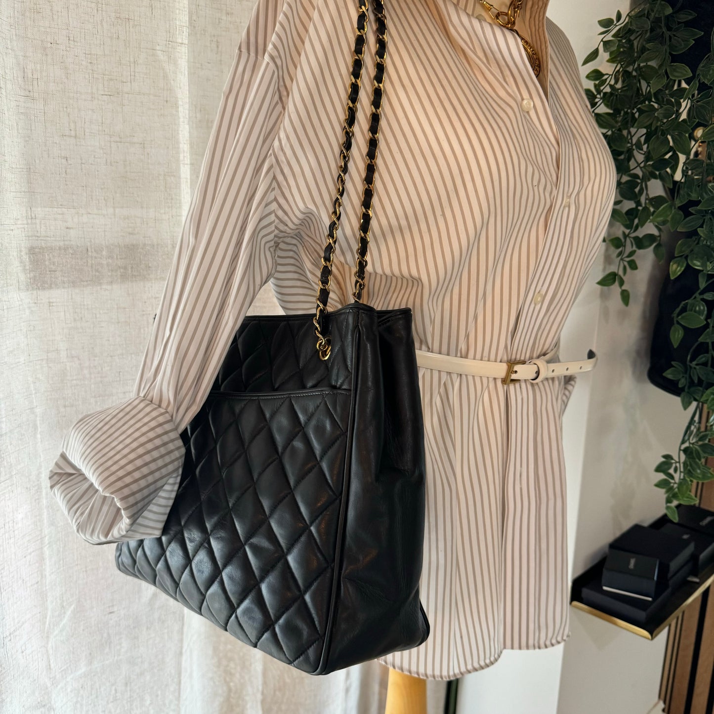 Chanel 1986 Quilted Lambskin CC Charm Tote