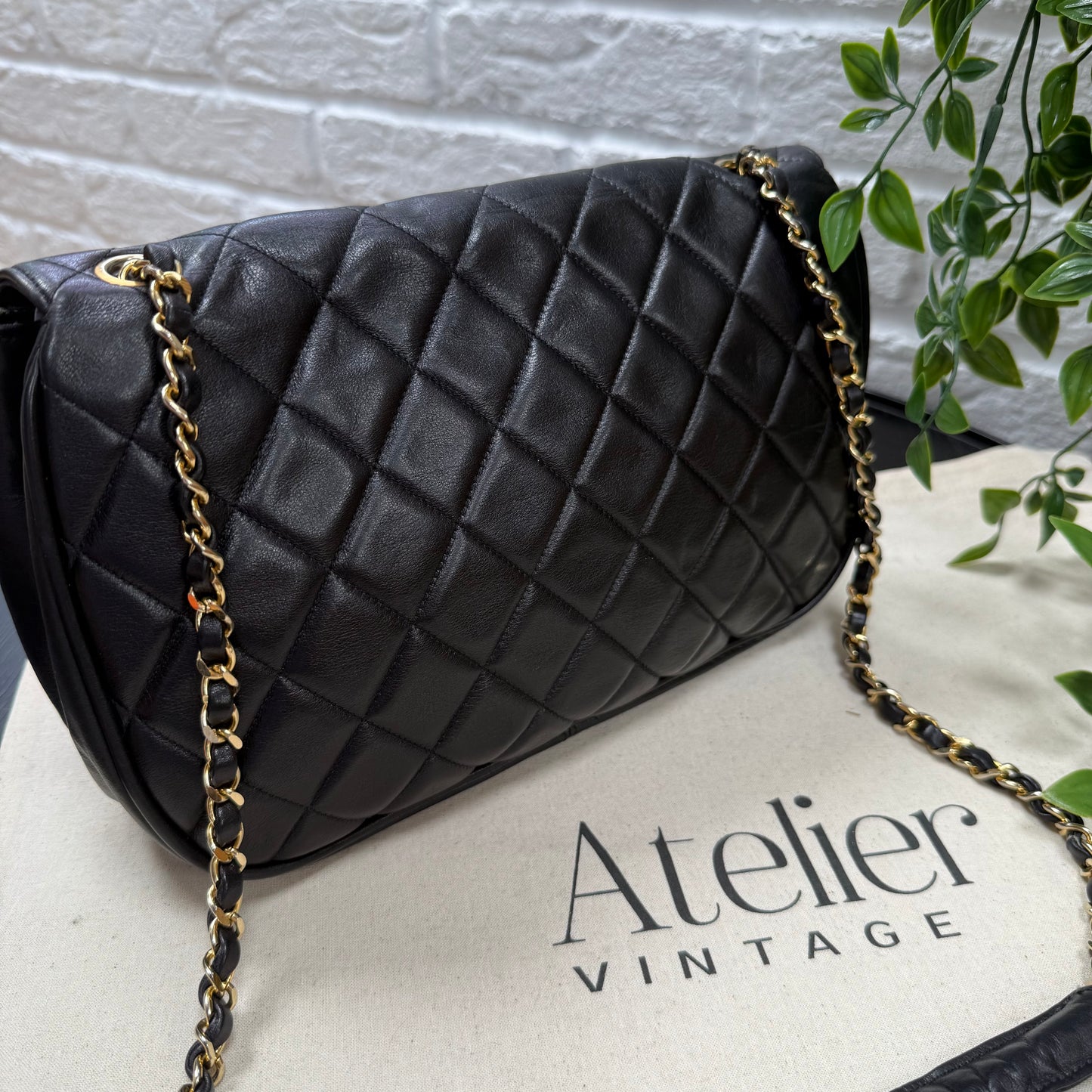 Chanel 1986 CC Button Quilted Half Moon Flap