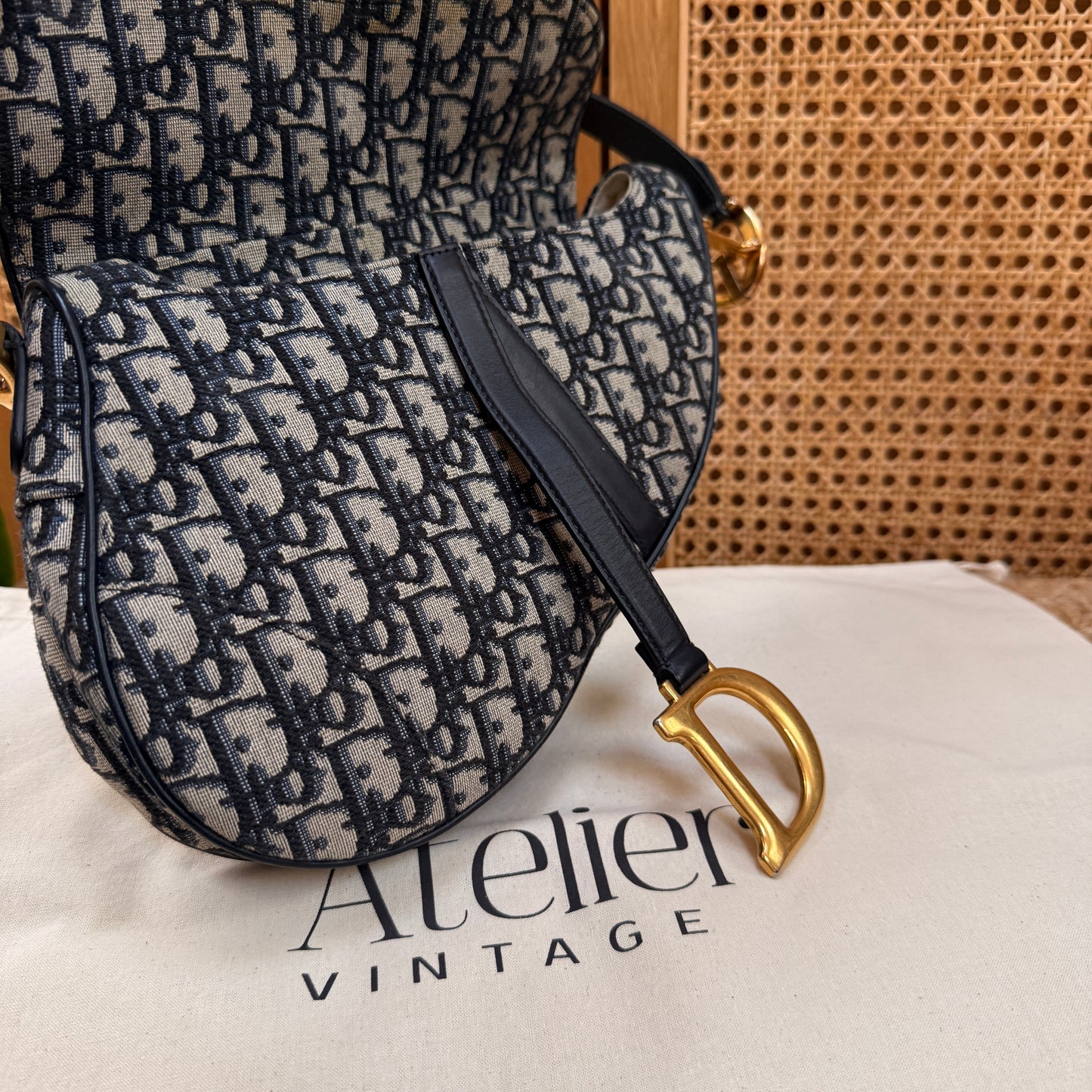 Dior 2019 Saddle Bag in Navy Oblique