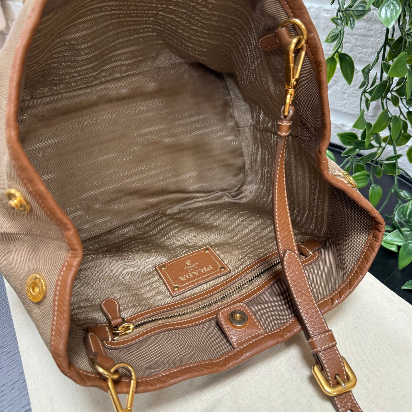 Prada 1990s Canapa Two Way Tote
