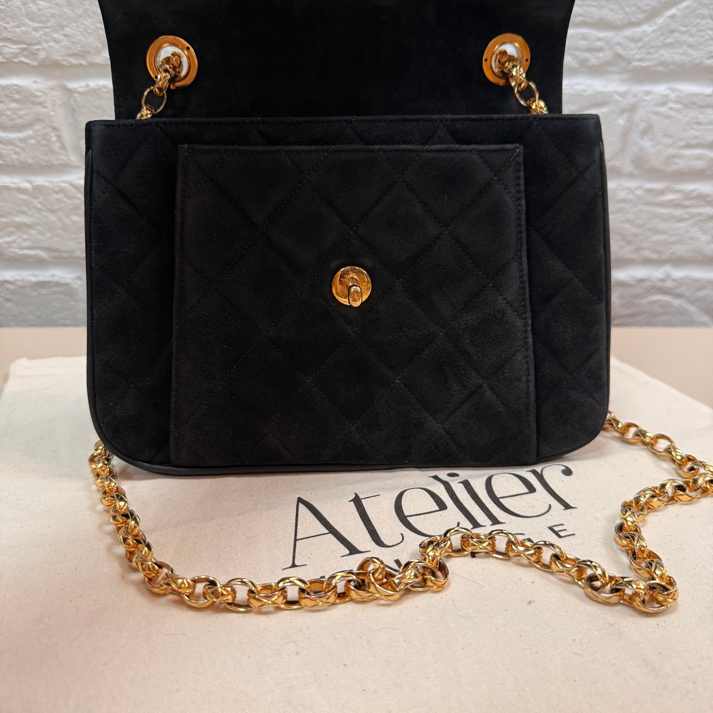 Chanel 1980s Ultra Rare Limited Edition Bijoux Chain in Black Suede and 24k Hold Hardware