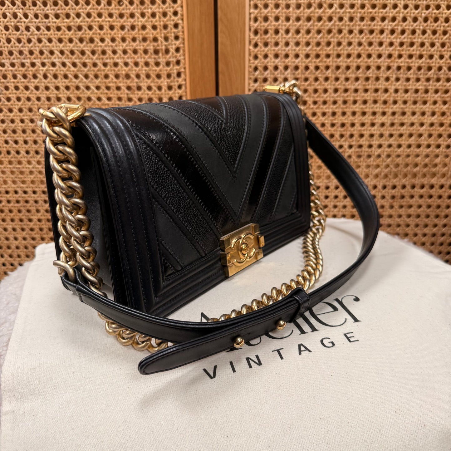 Chanel Rare 2016 Black Le Boy in Caviar mix