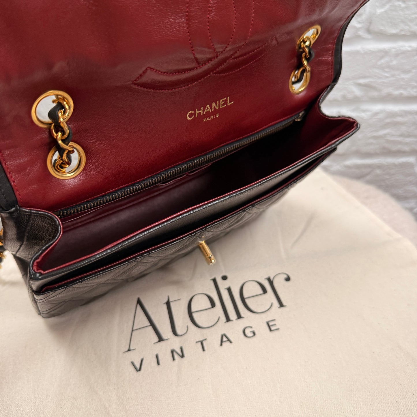 Chanel Early 1980s Rare Chanel Double Diamond Quilted Two Way Single Flap in black