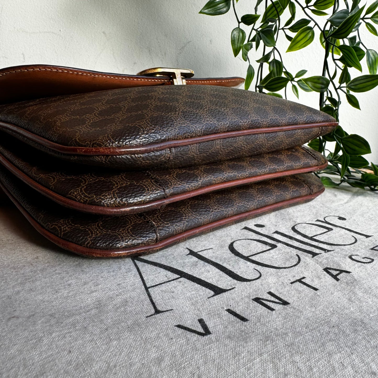 Celine Macadam Triomph Brown Shoulder Bag