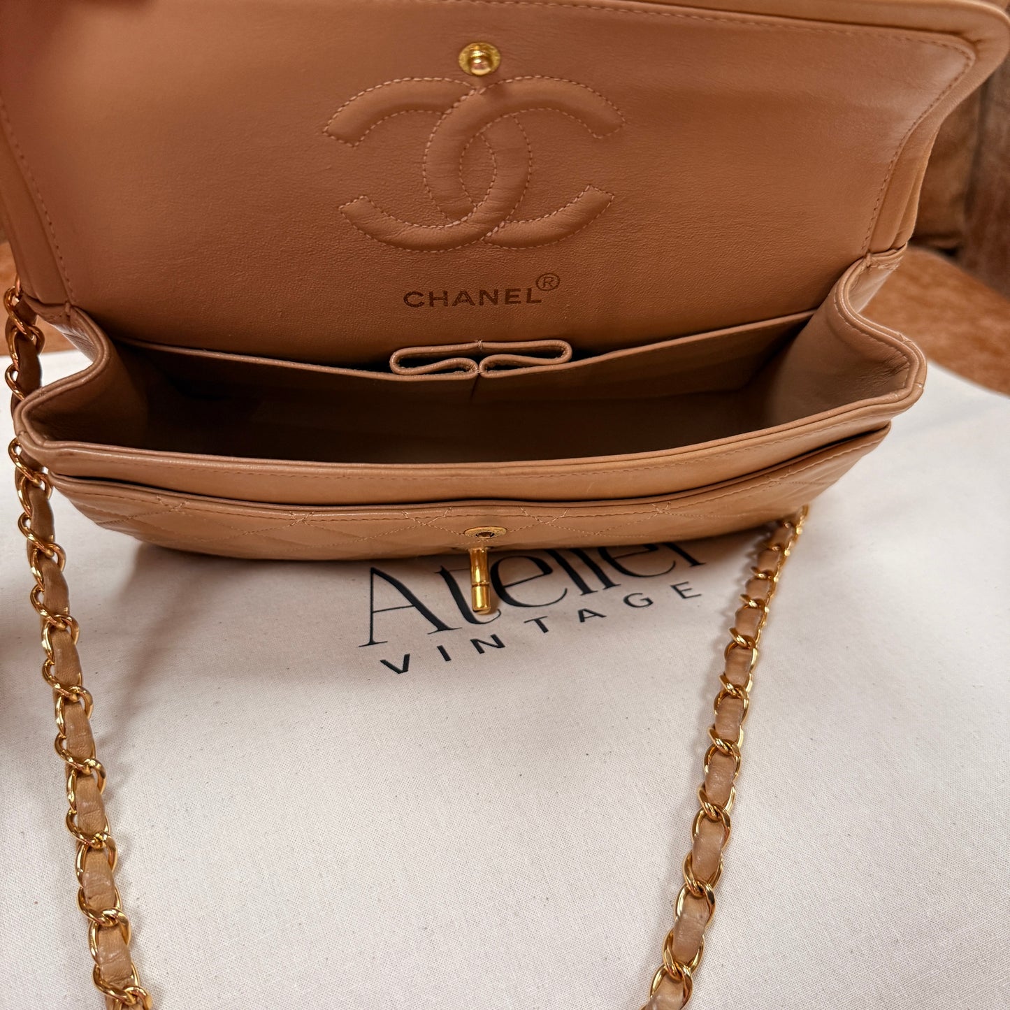 Chanel 1997 Rare Dark Beige Classic Double Flap Small