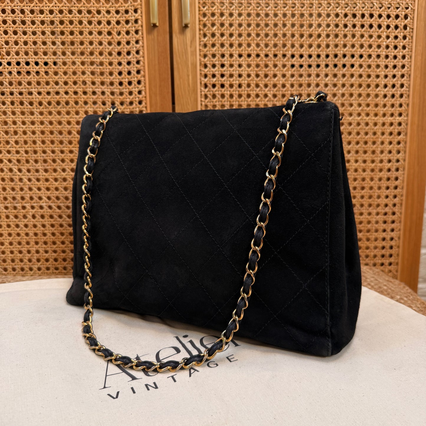 Chanel Rare 1997 Large Suede Single Flap