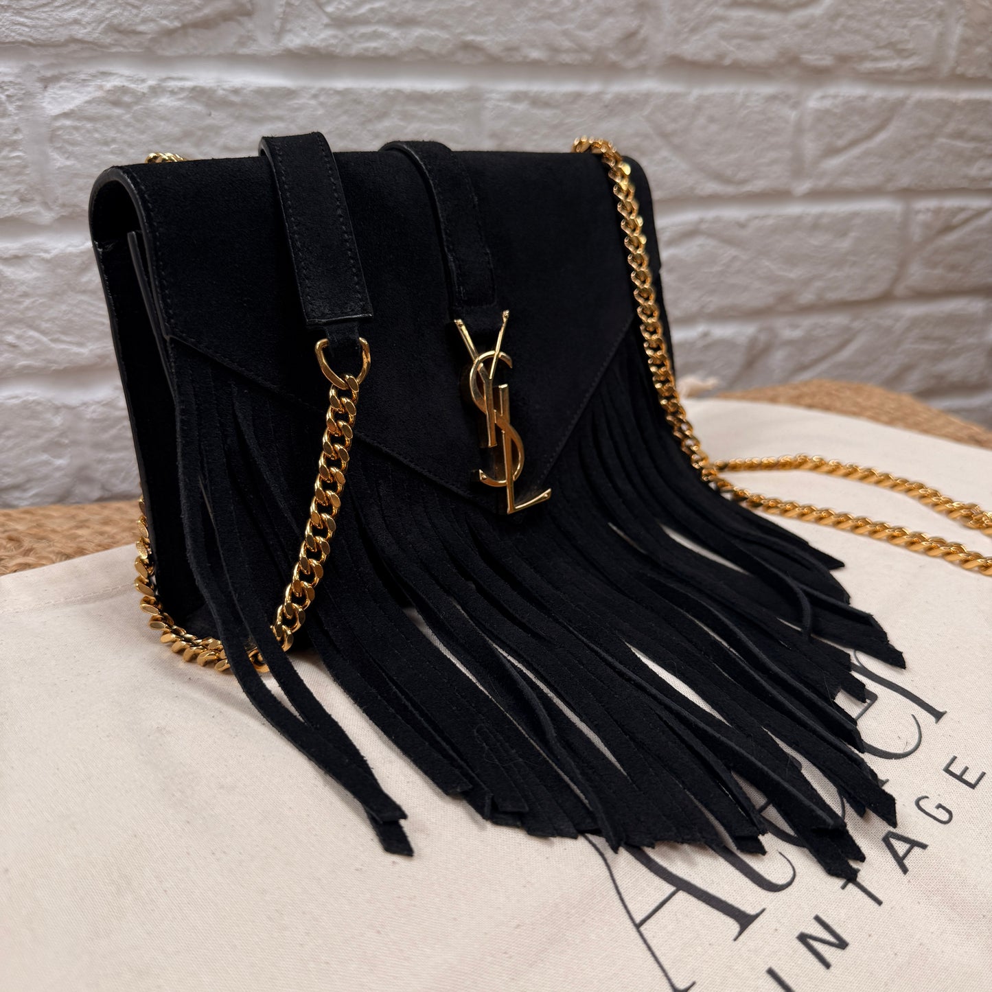 Saint Laurent Rare 2015 Envelope Suede Fringe