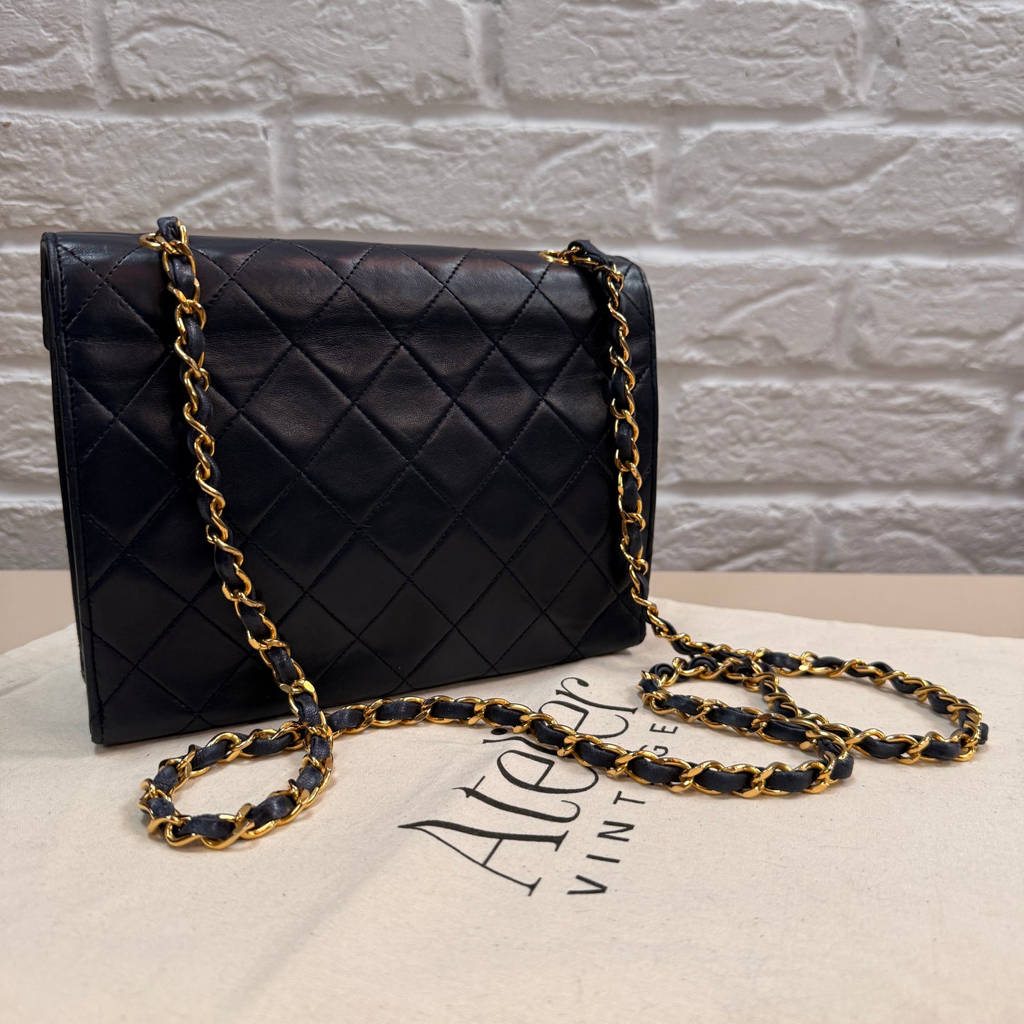Chanel 1989 Rare Navy Jumbo CC Envelope Flap