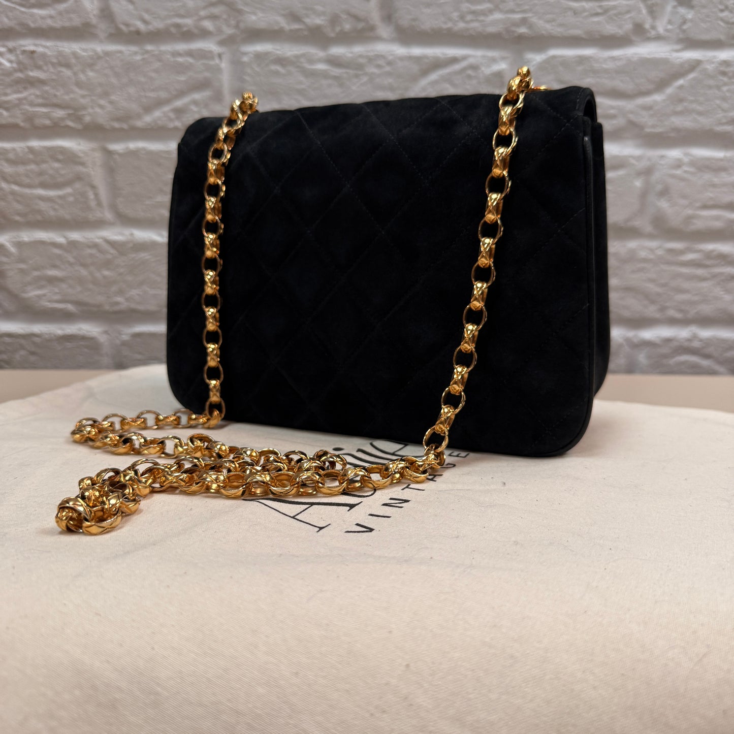 Chanel 1980s Ultra Rare Limited Edition Bijoux Chain in Black Suede and 24k Hold Hardware