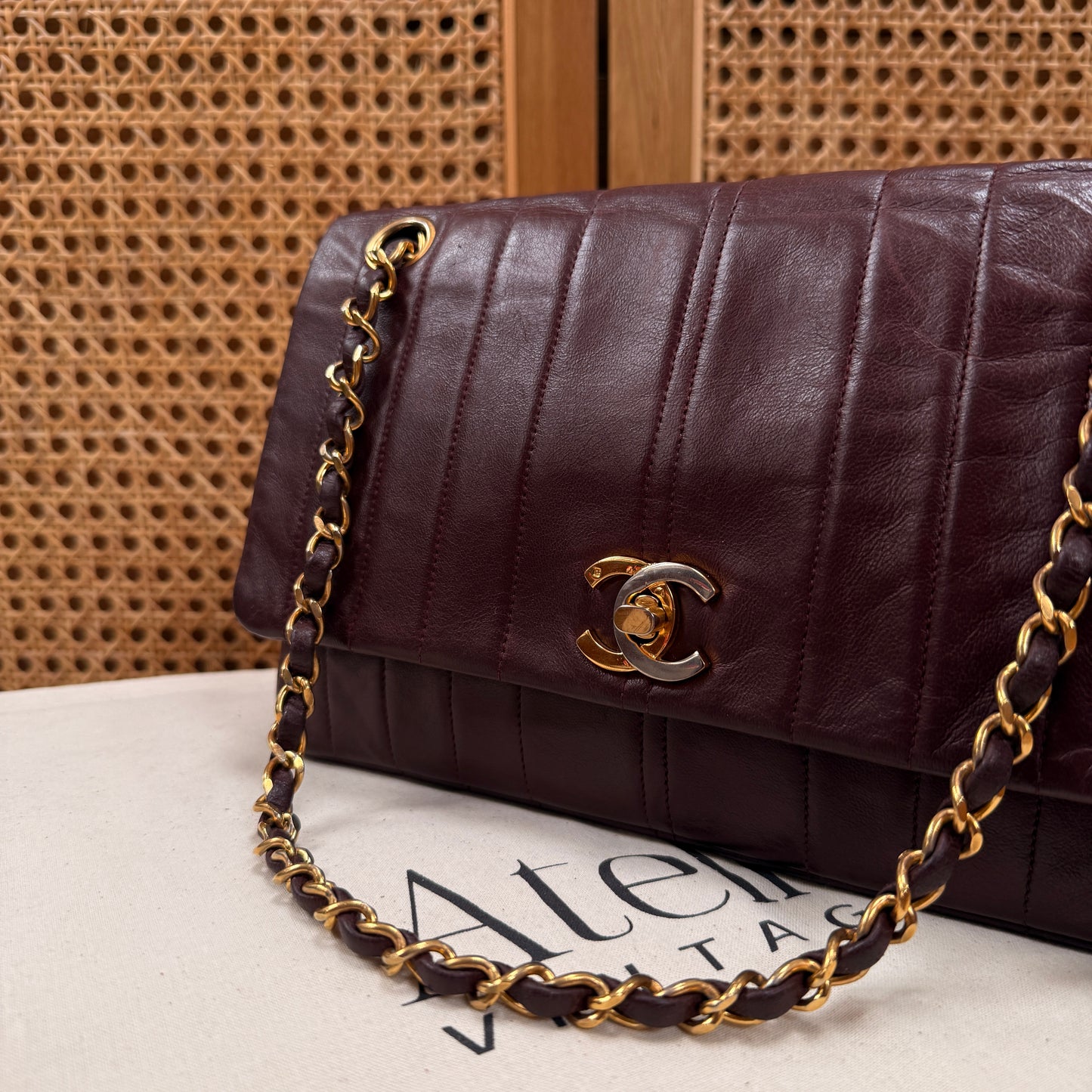 Chanel Ultra Rare Early 1980s Bordeux Lambskin Leather Classic Double Flap in Medium with 24k Gold Hardware