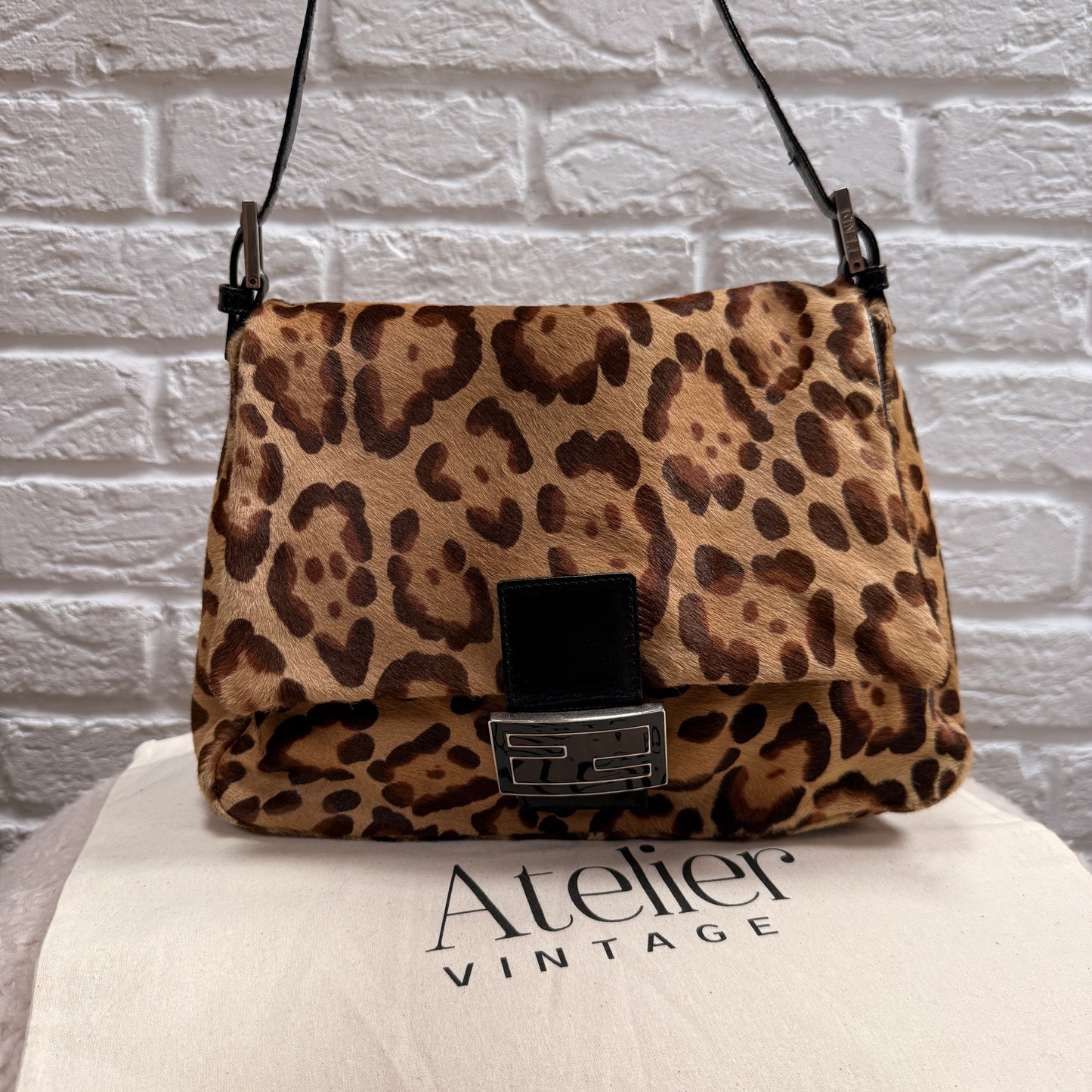 Fendi 1990s Original Fendi Mamma Baguette In Leopard Print Pony Hair
