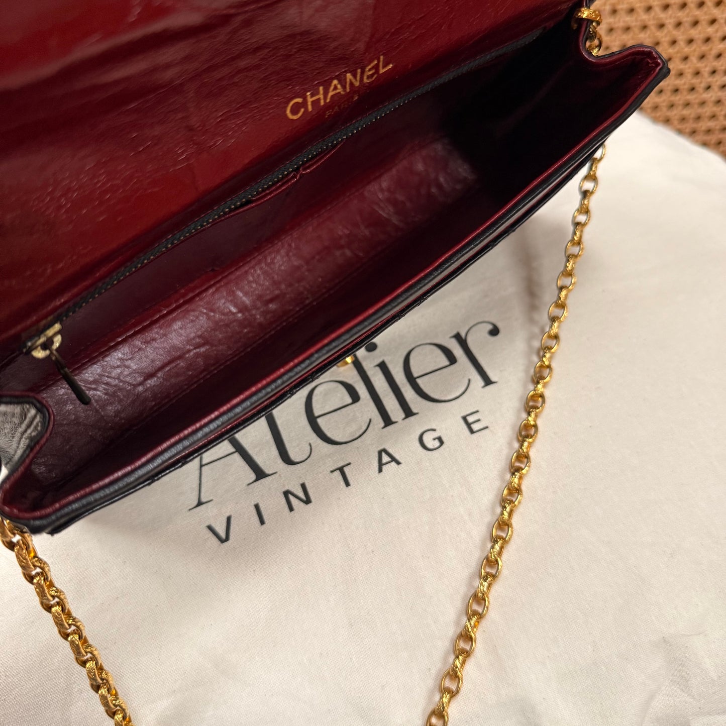 Chanel Rare Early 1980s Double Diamond Quilted Bijoux Chain Classic Rectangle