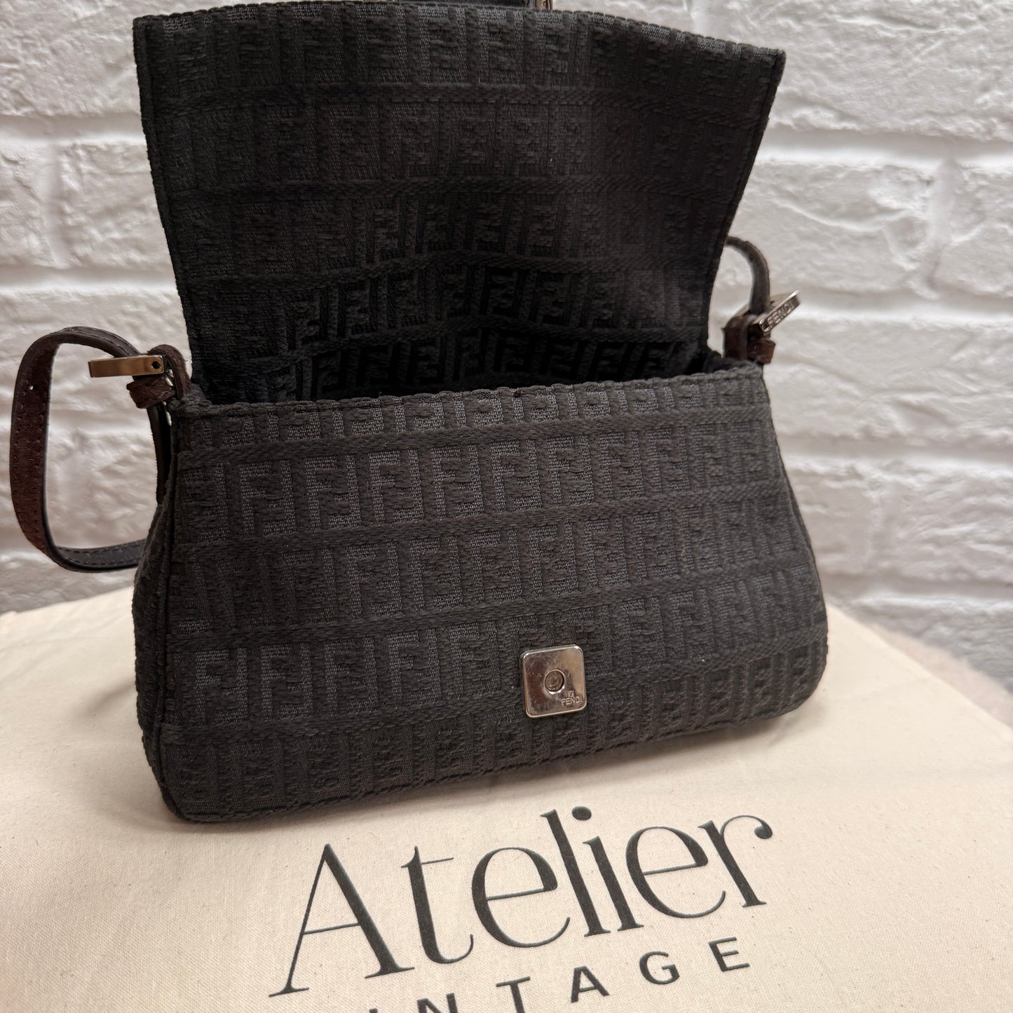 Fendi 1990s Rare Fendi Mini Mamma Baguette in grey & Brown suede