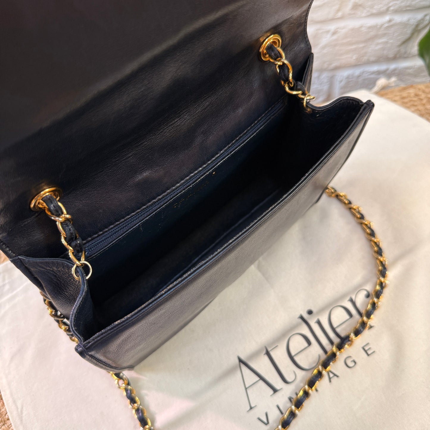 Chanel 1986 Navy Lambskin Full flap in diamond quilting