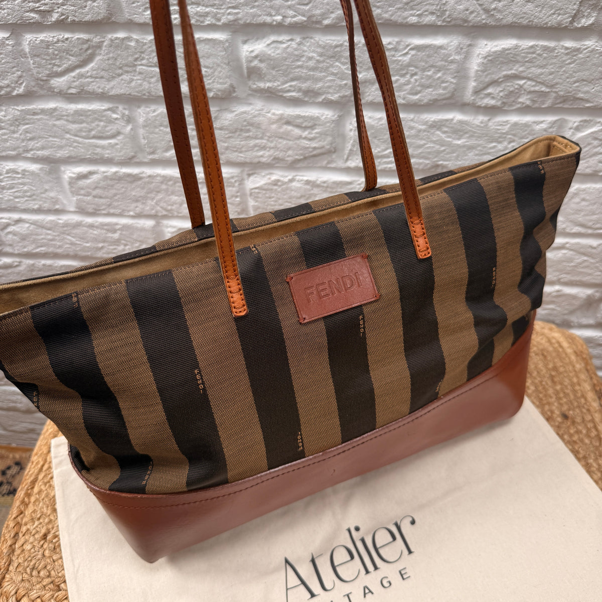Fendi 1990s Pequin Tote