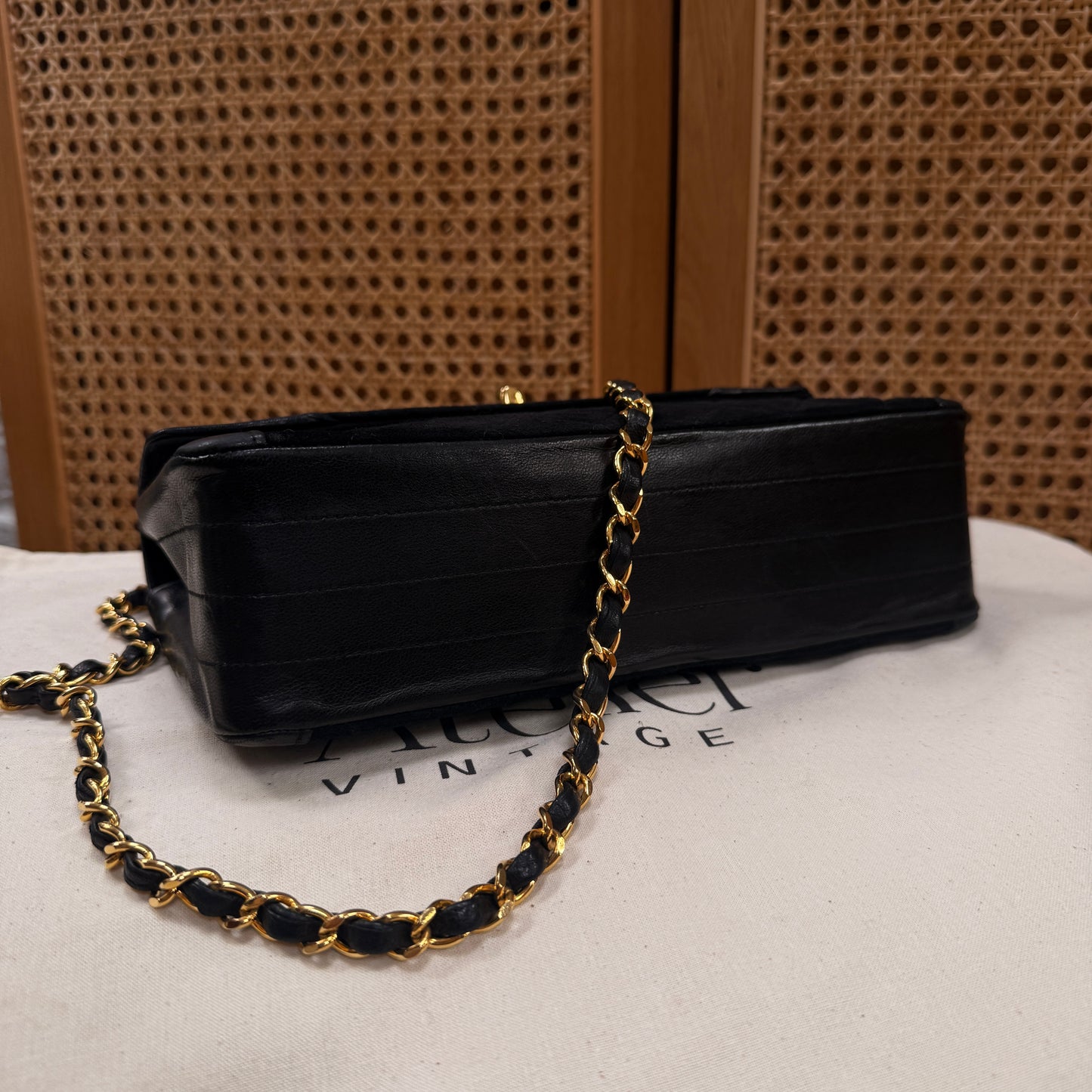 Chanel 1986 rare & limited edition single flap in black suede & Lambskin leather