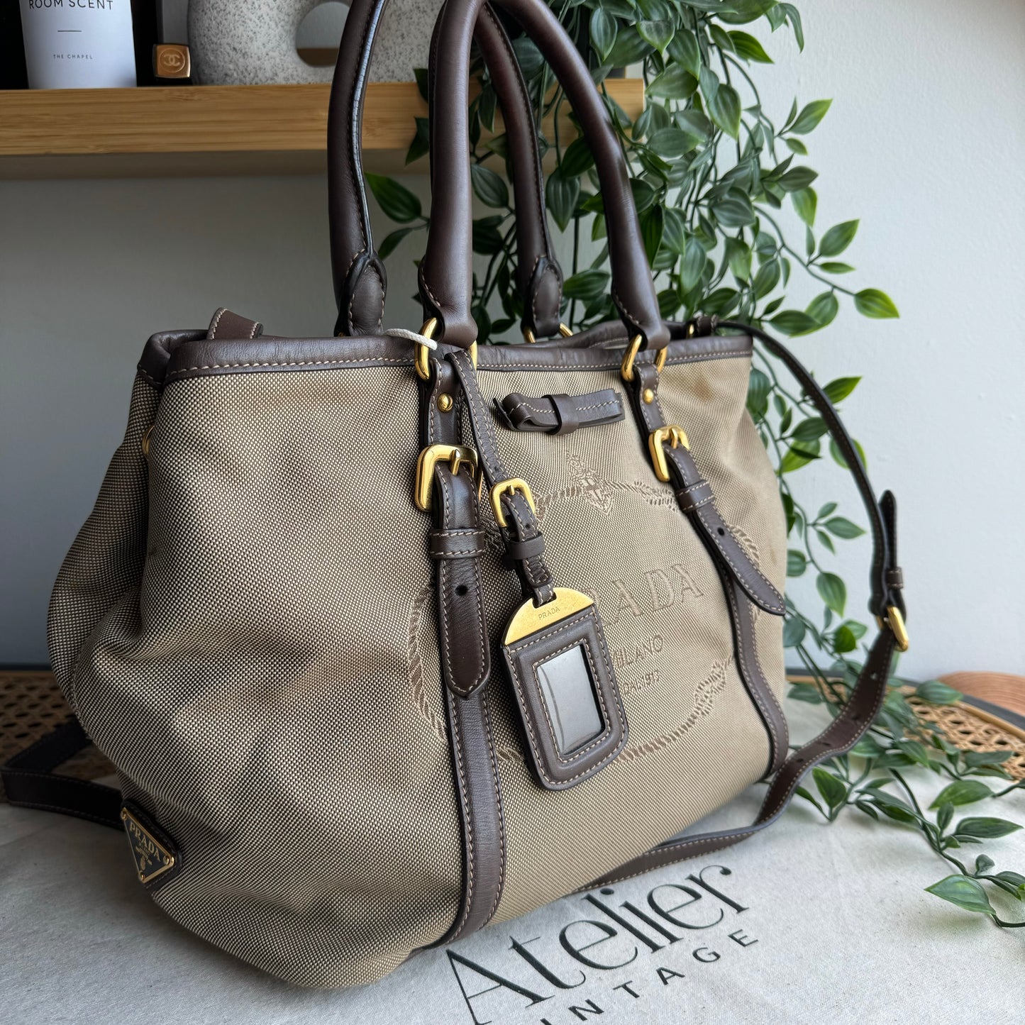 Prada Vintage Canvas Two Way Tote