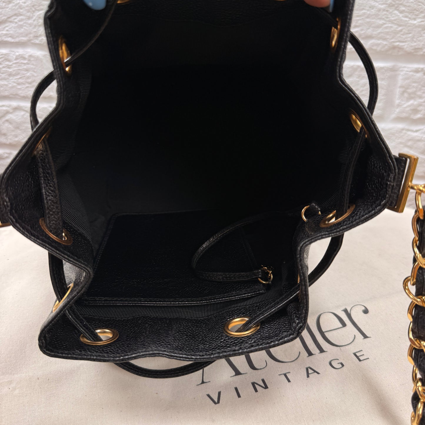 Chanel 1996 Triple CC Caviar bucket bag with pouch