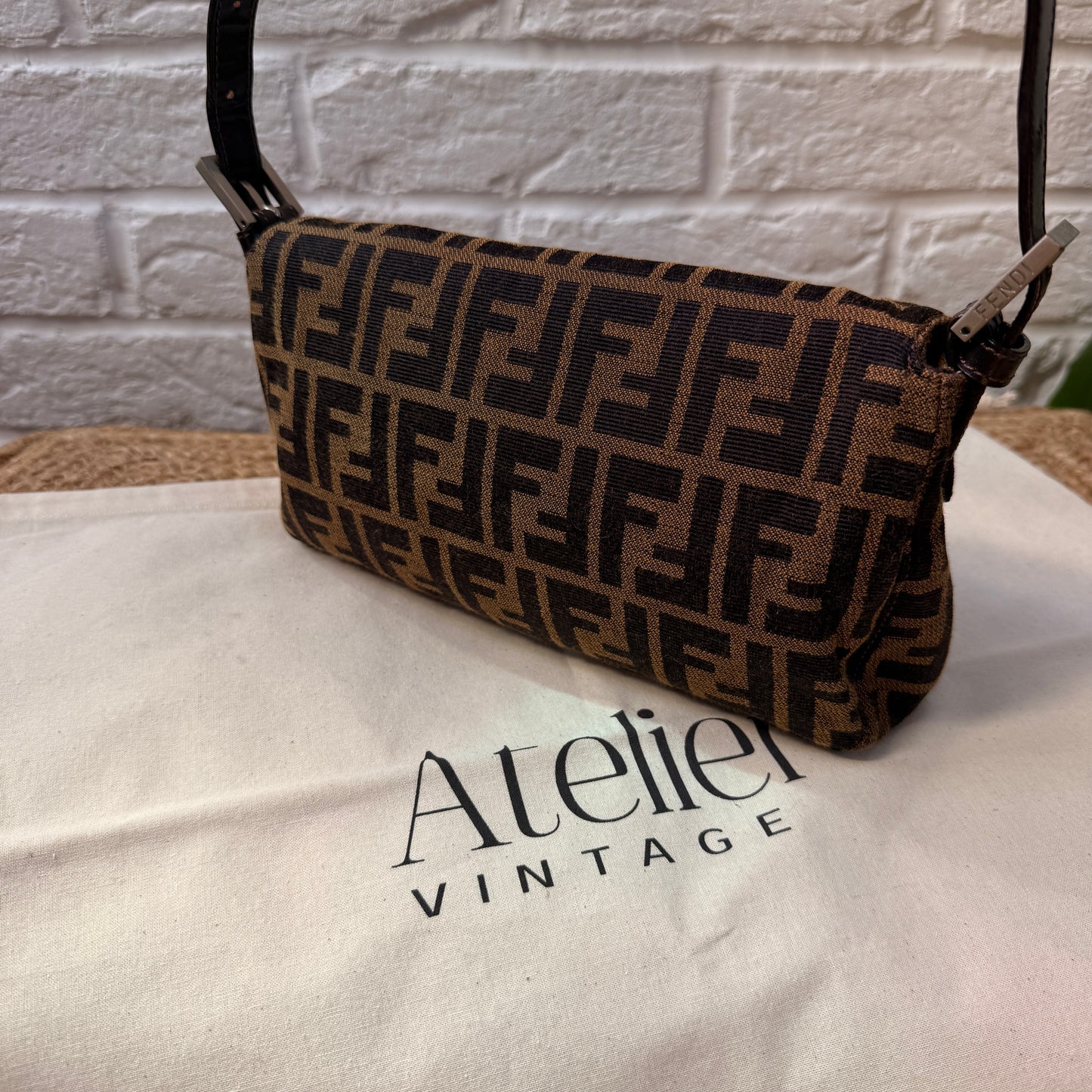 Fendi 1990s Original Baguette in Brown Zucca Print Canvas