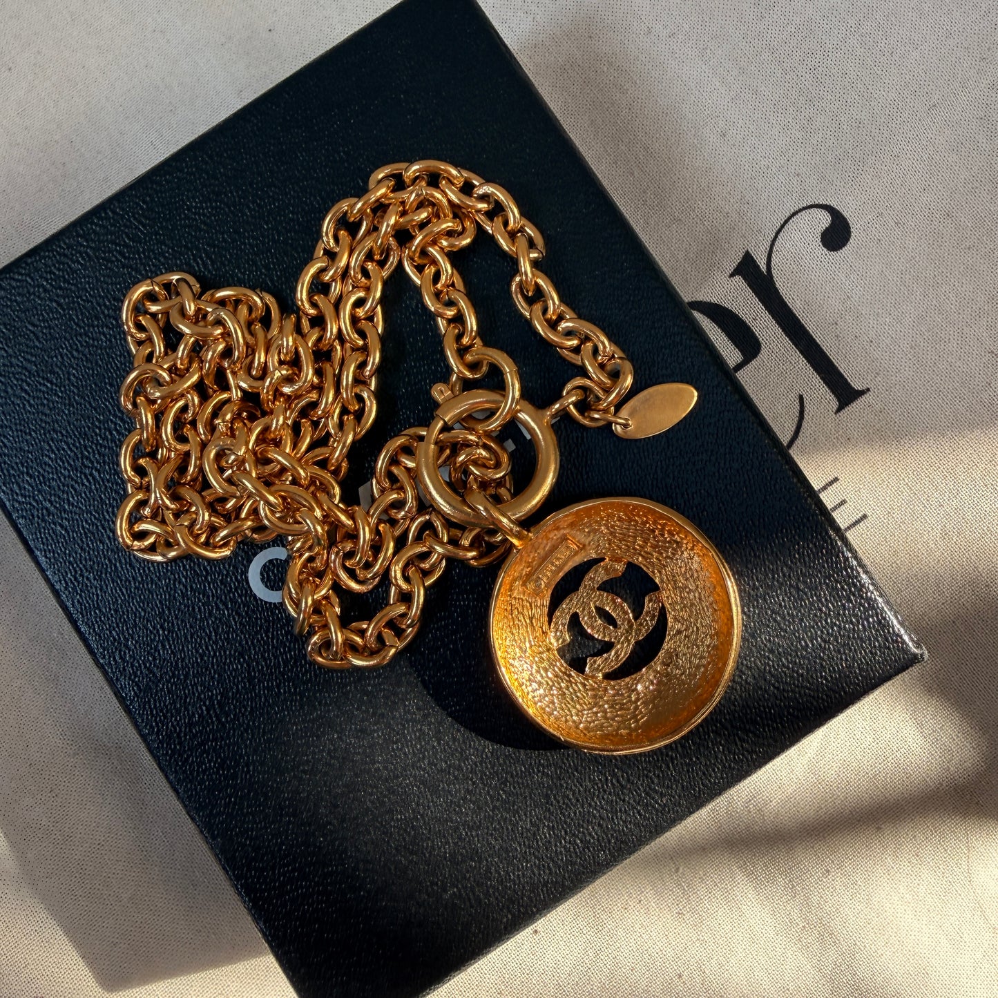 Chanel 1980s Vintage CC Pendant & Chain