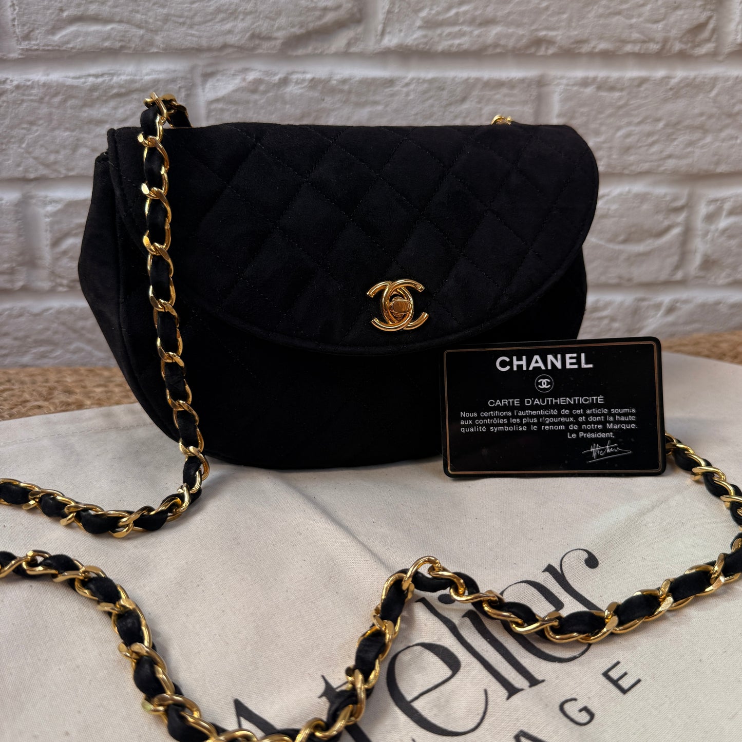 Chanel Rare 1986 Suede Half Moon Single Flap