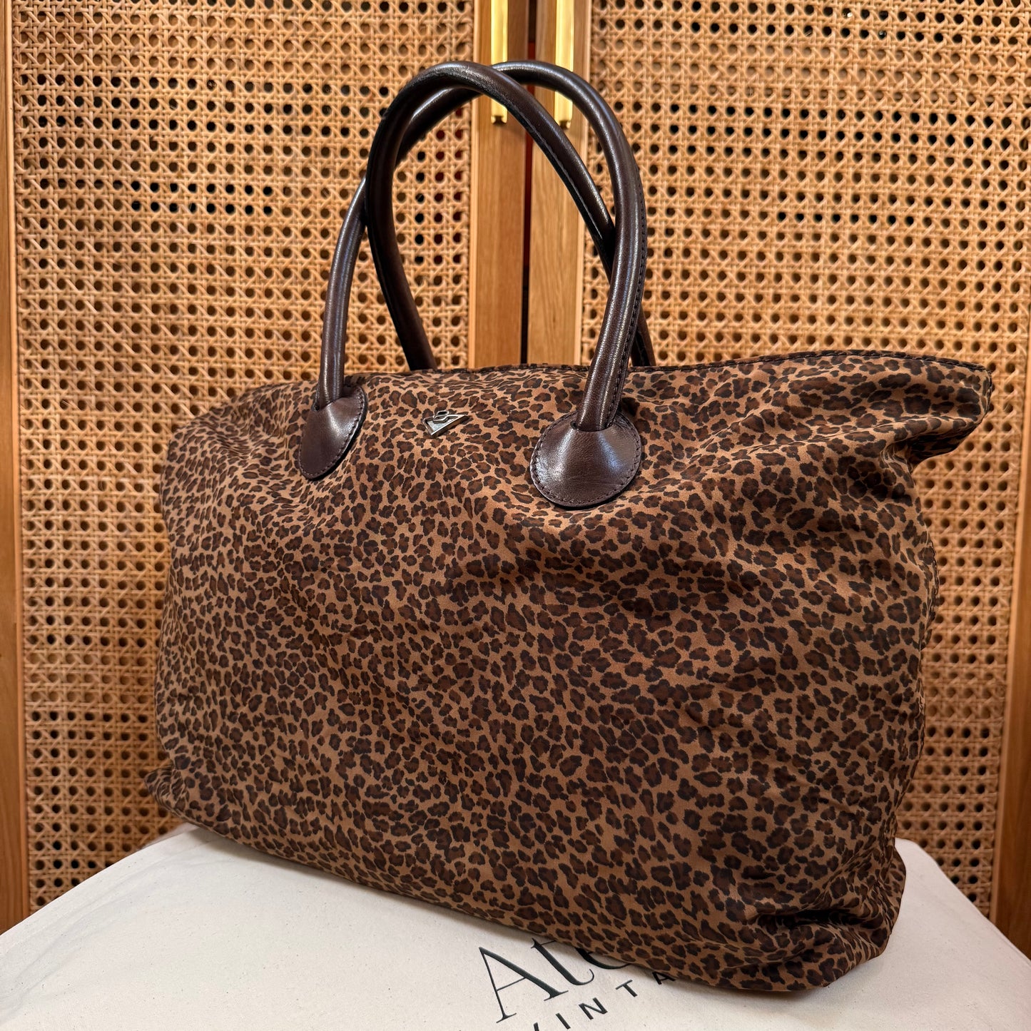 Bottega Veneta 1990s Leopard Print Boston Tote