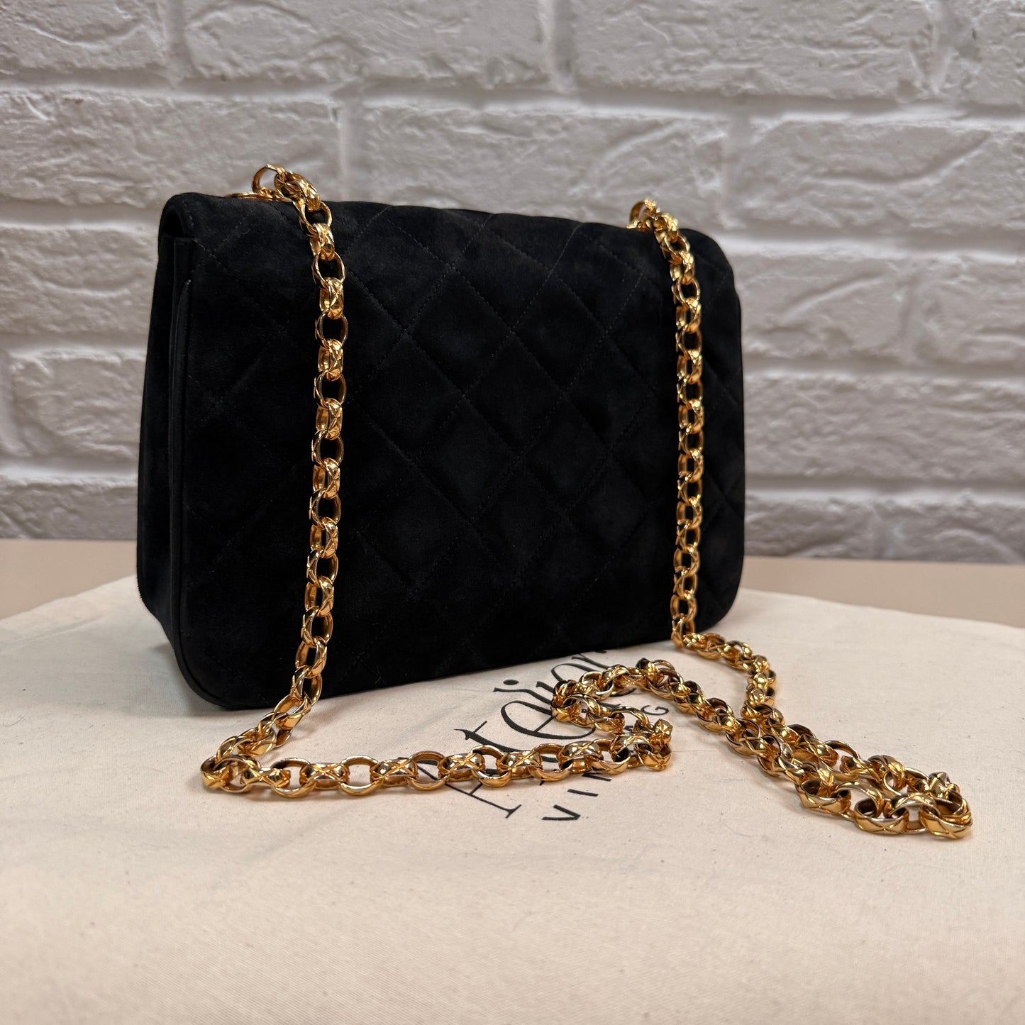 Chanel 1980s Ultra Rare Limited Edition Bijoux Chain in Black Suede and 24k Hold Hardware