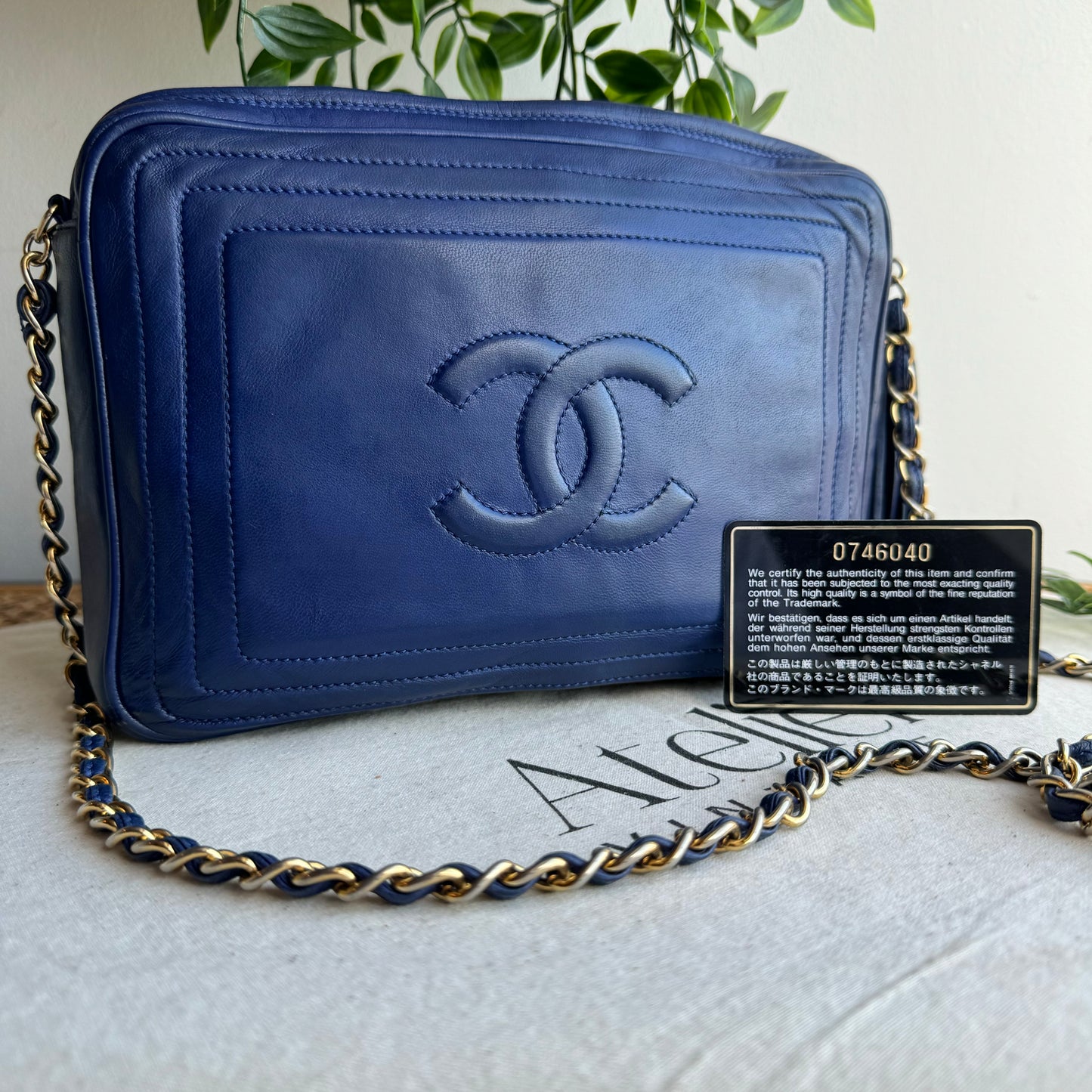 Chanel 1986 CC Quilted French Blue Camera bag