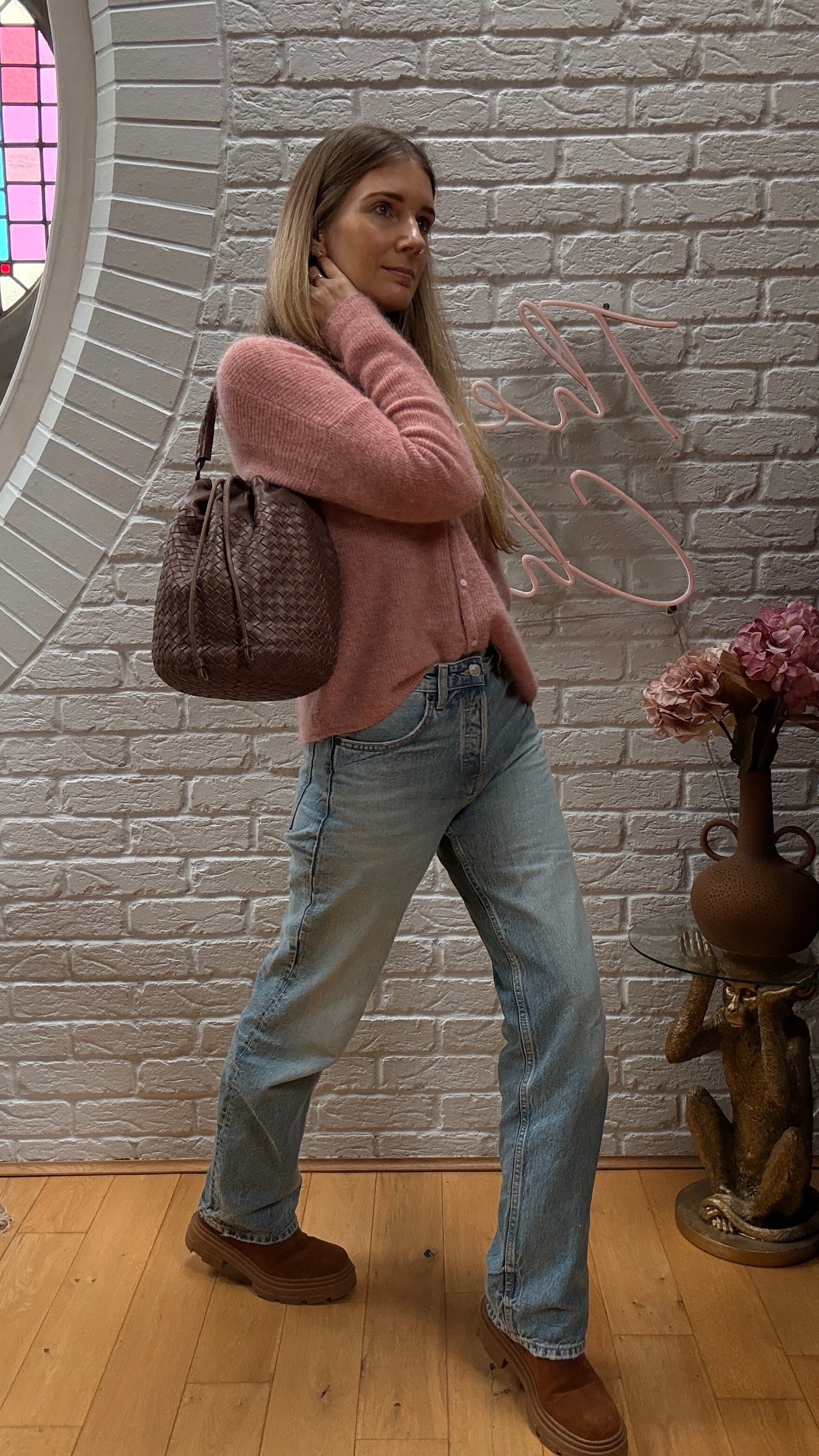 Bottega Veneta 1990s Bottega Veneta Tan Woven Leather Bucket Bag