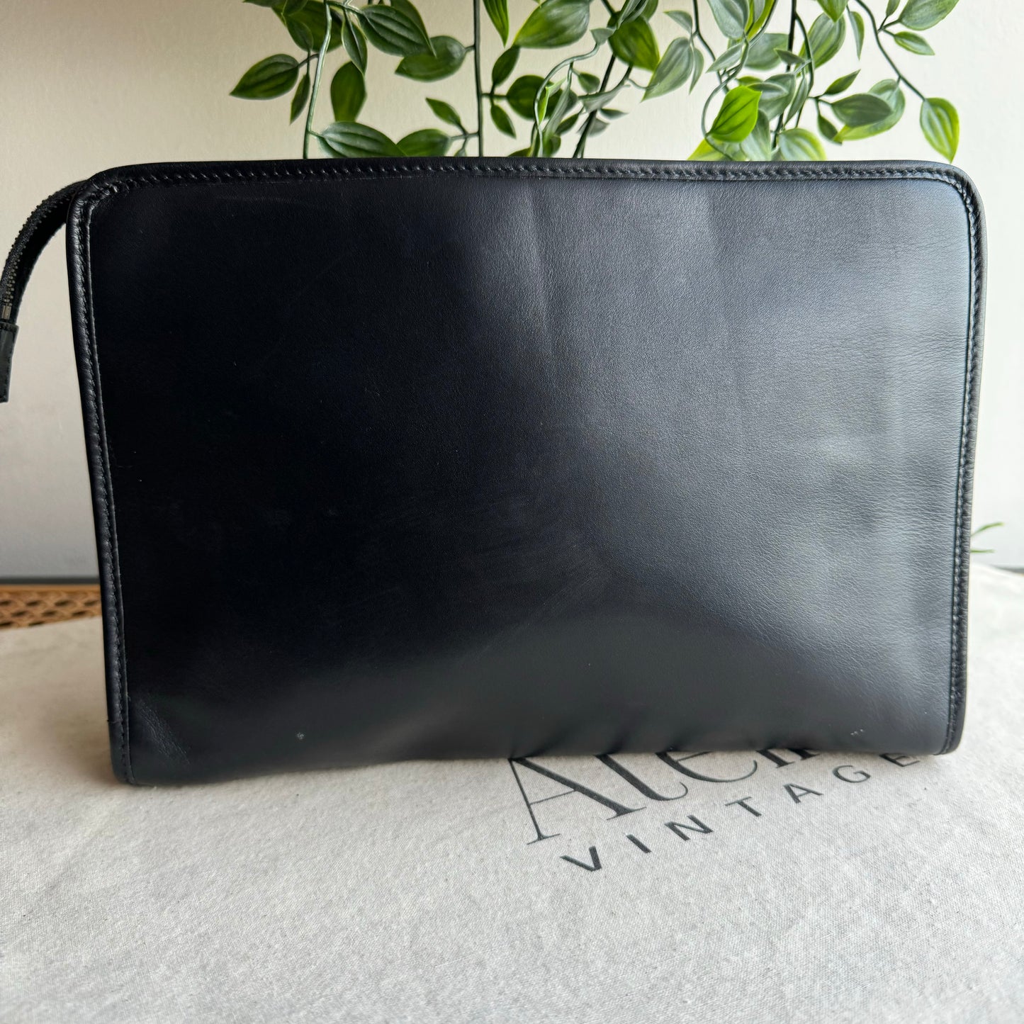 Celine Black Leather Clutch