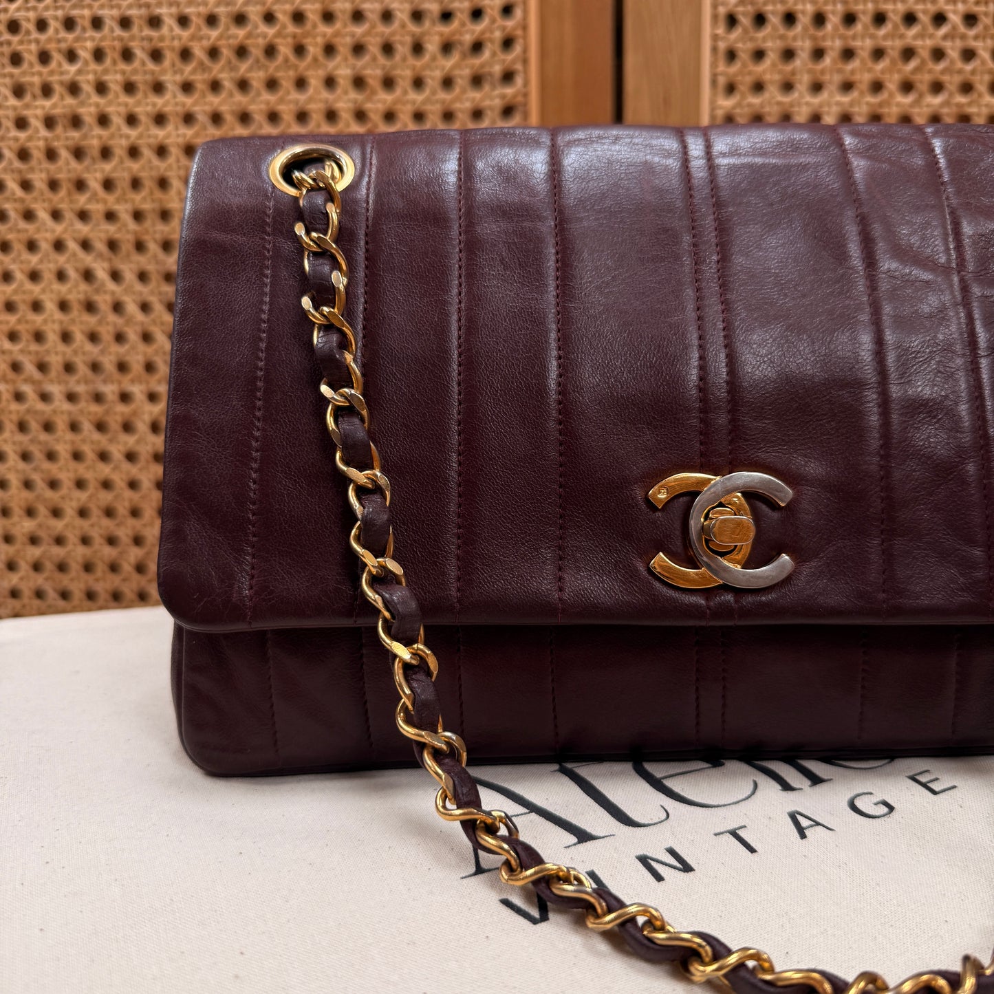 Chanel Ultra Rare Early 1980s Bordeux Lambskin Leather Classic Double Flap in Medium with 24k Gold Hardware
