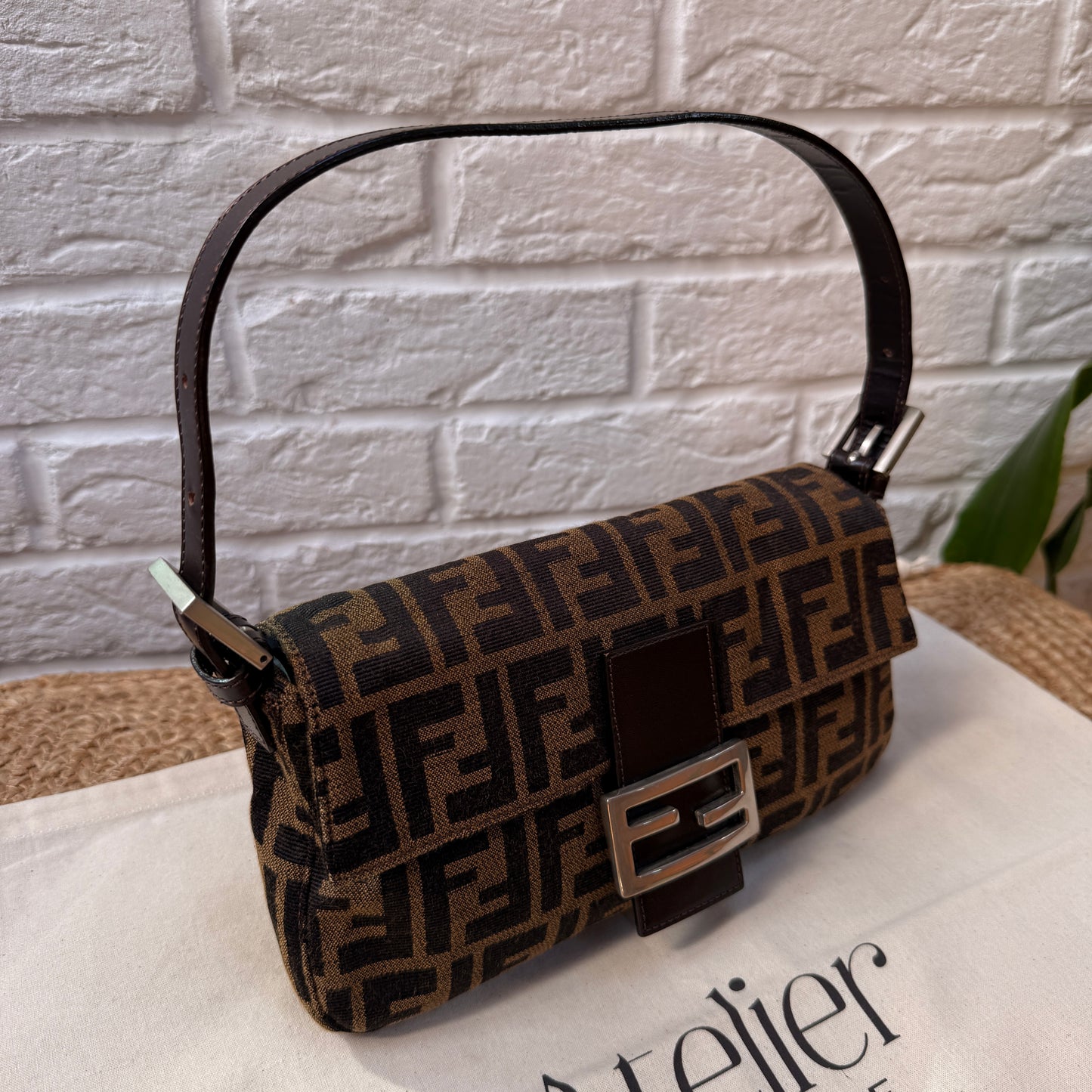 Fendi 1990s Original Baguette in Brown Zucca Print Canvas