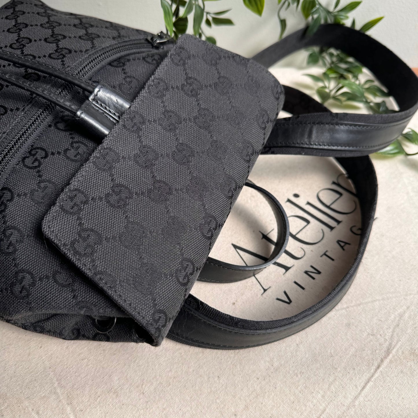 Gucci 2000s GG Canvas & Leather Top Handle Back Pack