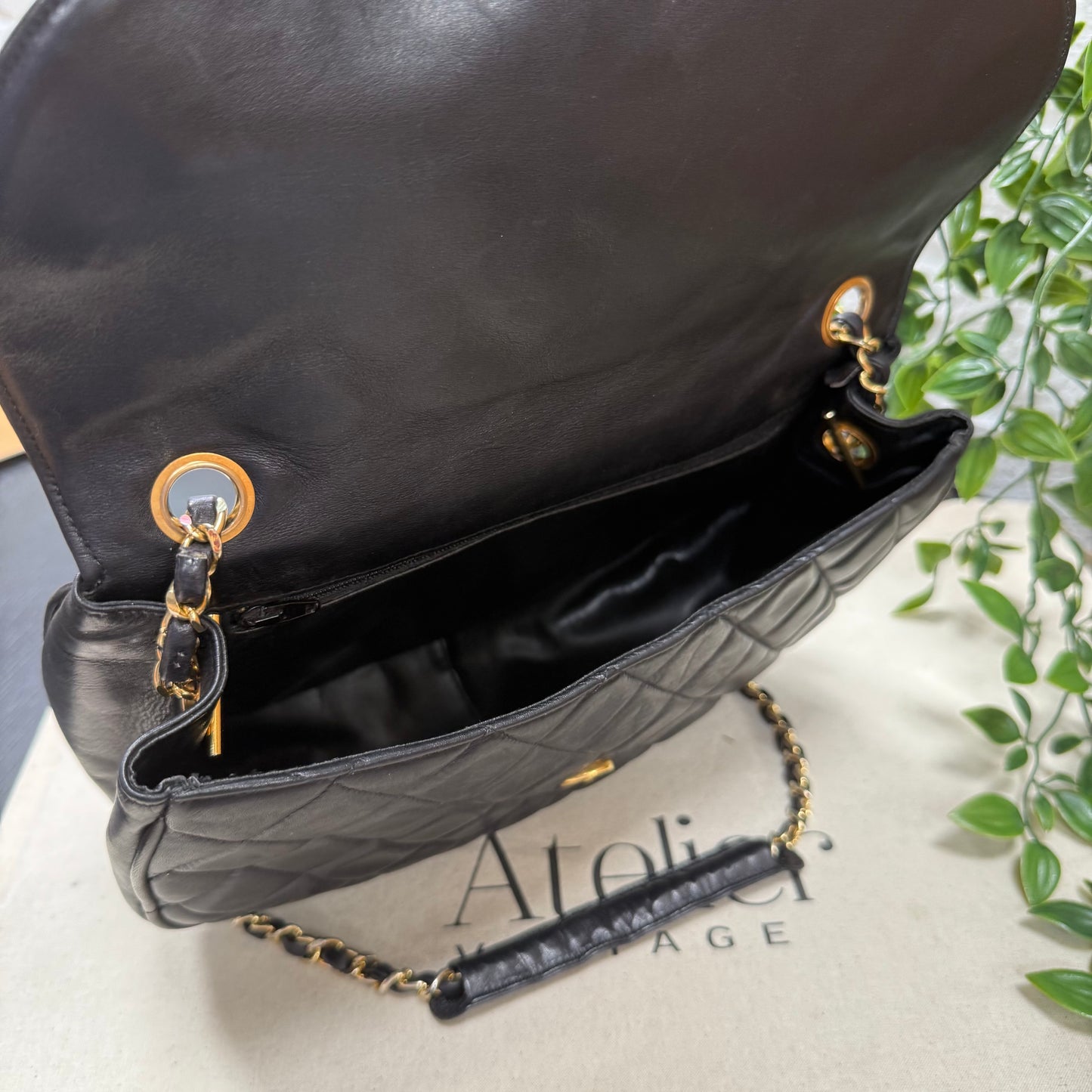 Chanel 1986 CC Button Quilted Half Moon Flap