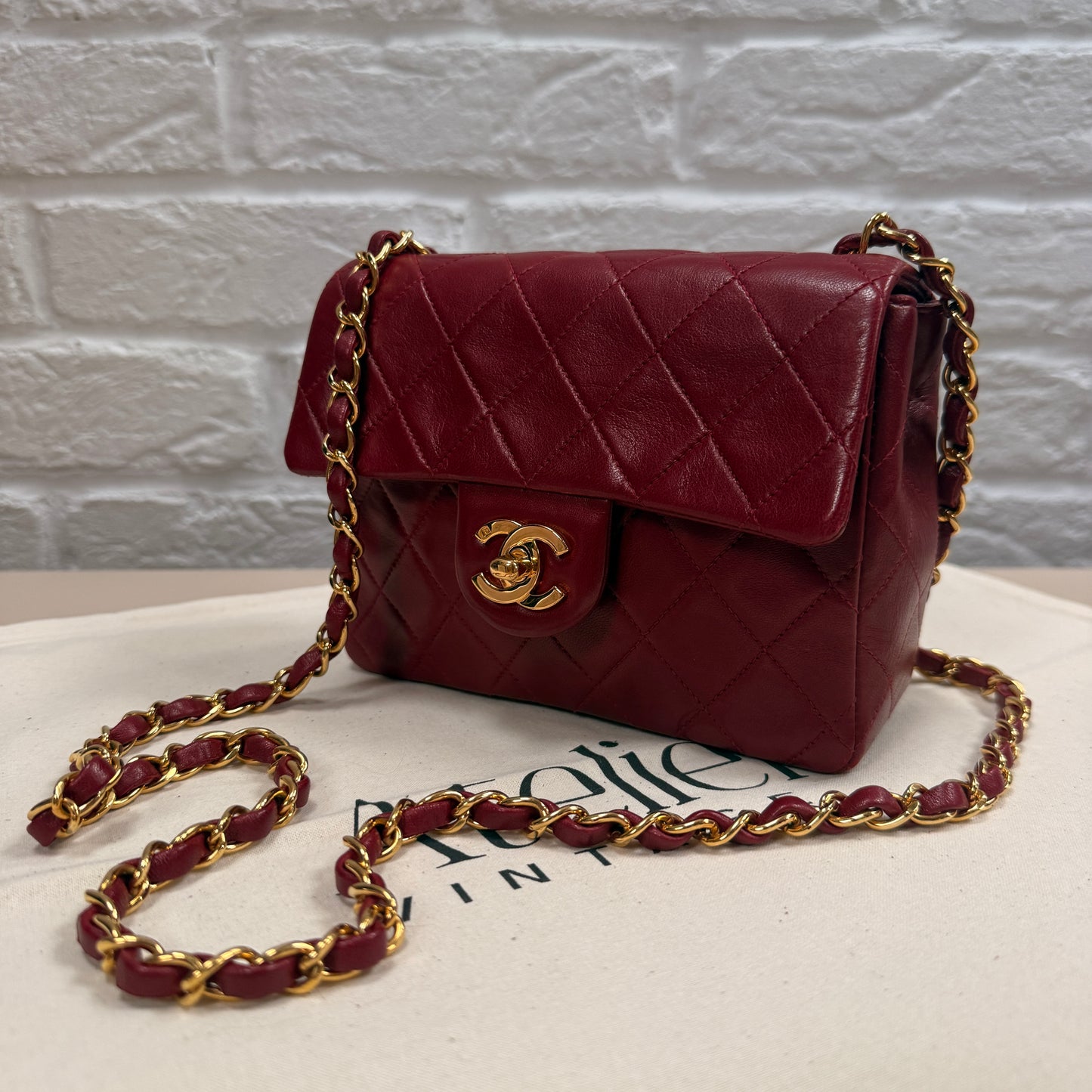 Chanel 1994 Rare Red Classic Single Flap Square Small
