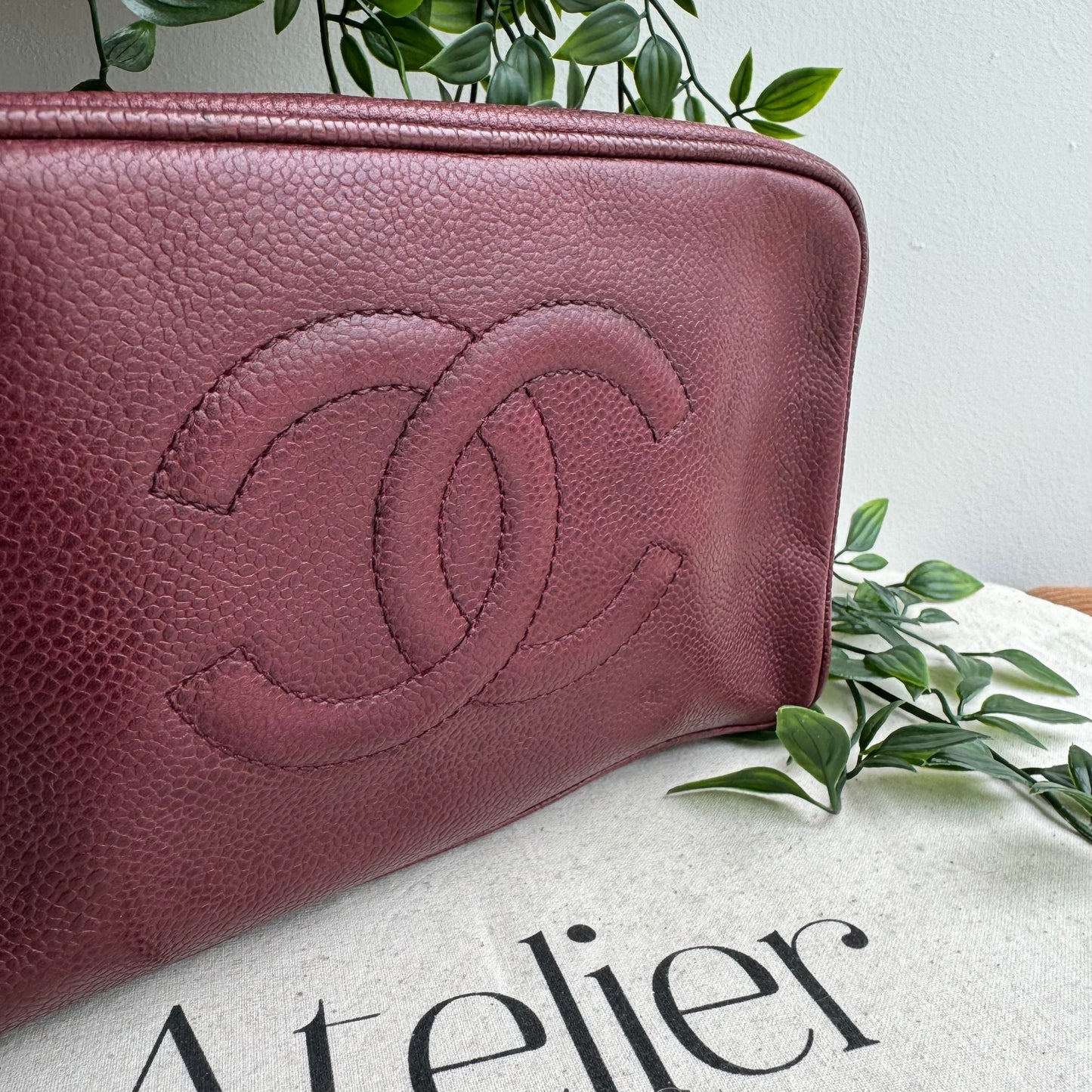 Chanel Early 1990s Caviar Leather Vanity/Toiletry Case