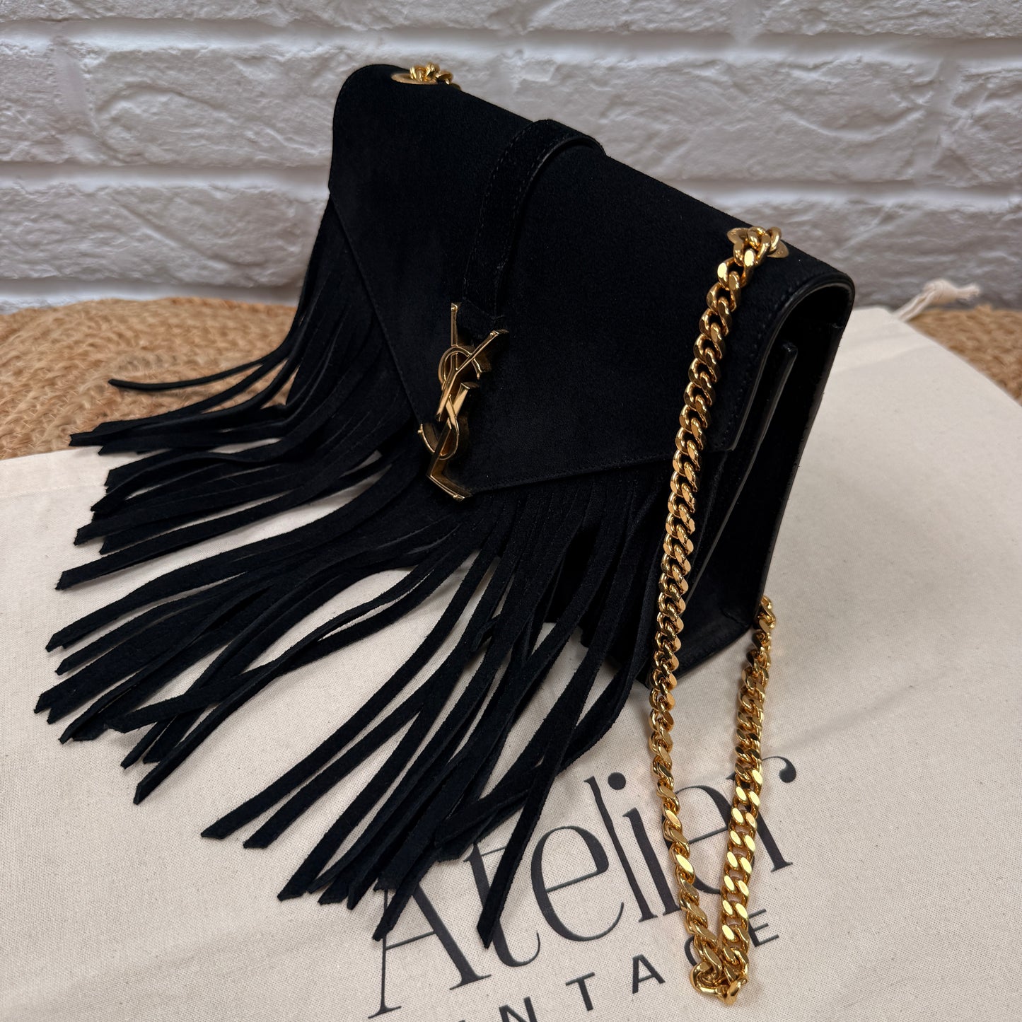 Saint Laurent Rare 2015 Envelope Suede Fringe