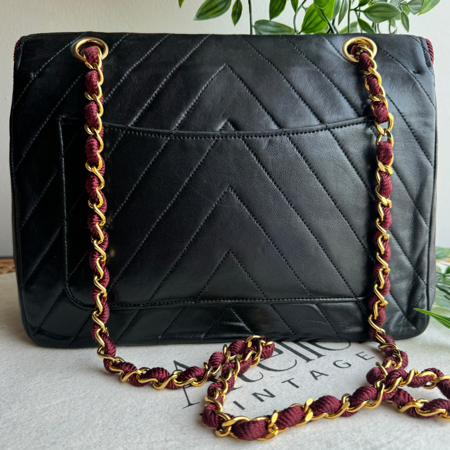 Chanel 1991 Bi Color Chevron Quilted Single Flap