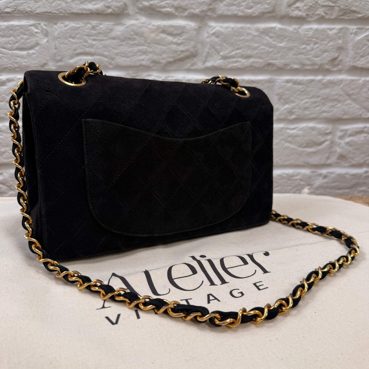 Chanel 1986 Rare Suede Black Classic Double Flap Small